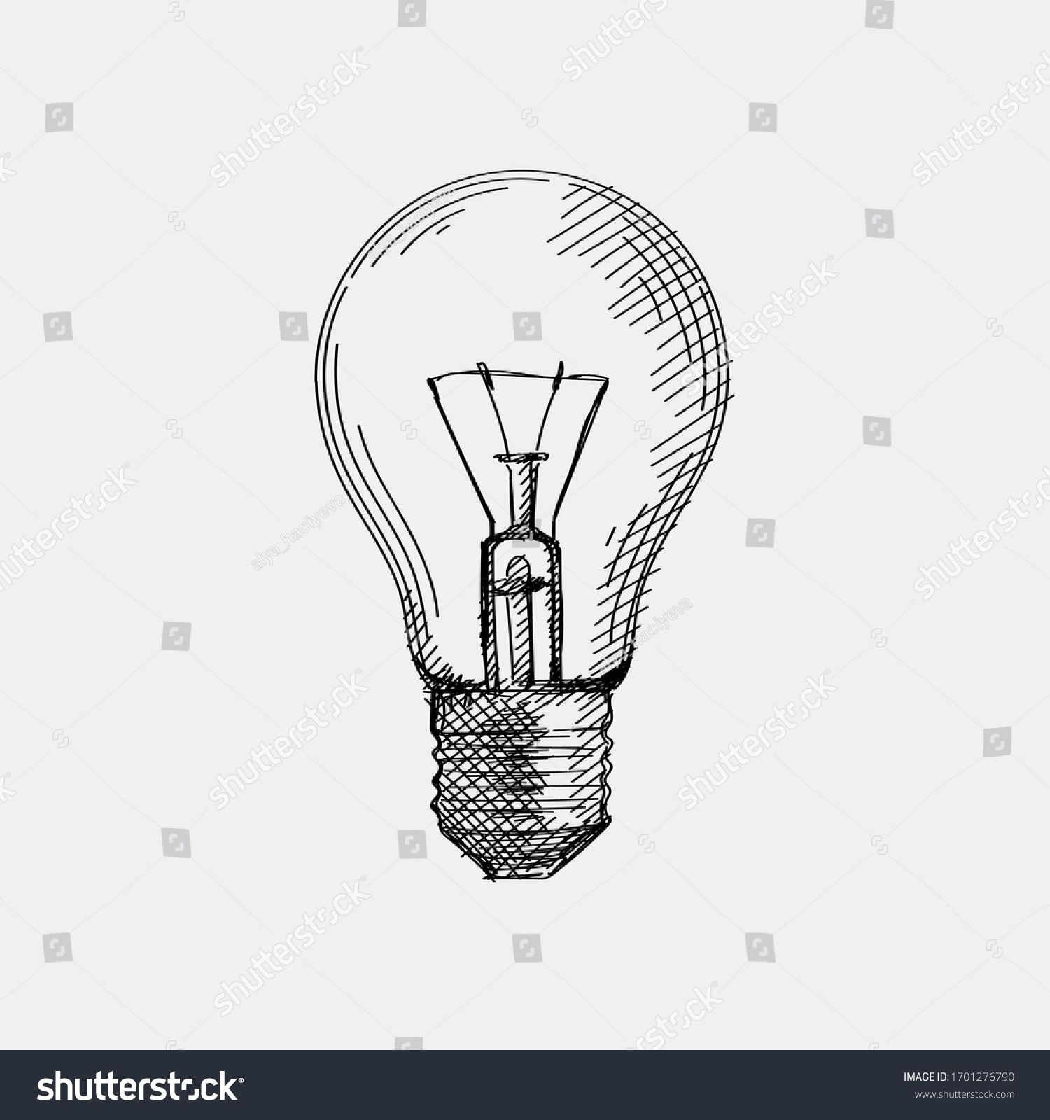 Handdrawn Sketch Globe Light Bulb Incandescent Stock Vector (Royalty ...