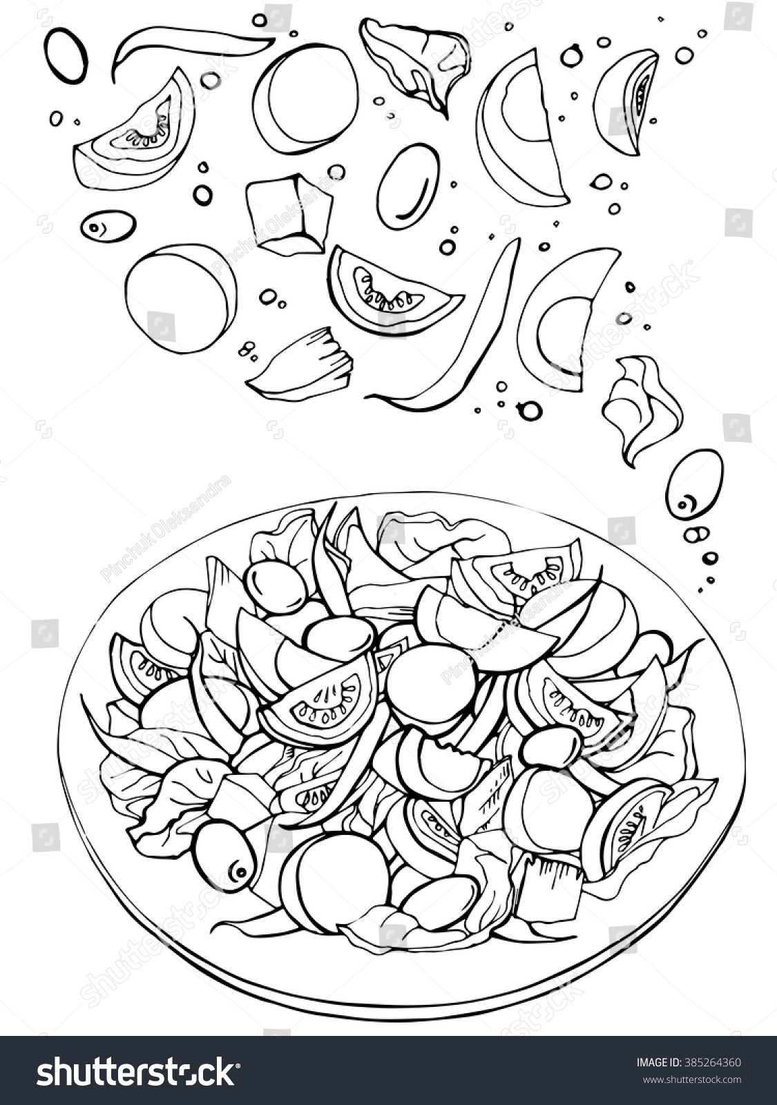 Hand Drawn Sketch Fresh Salad Organic Stock Vector (Royalty Free ...