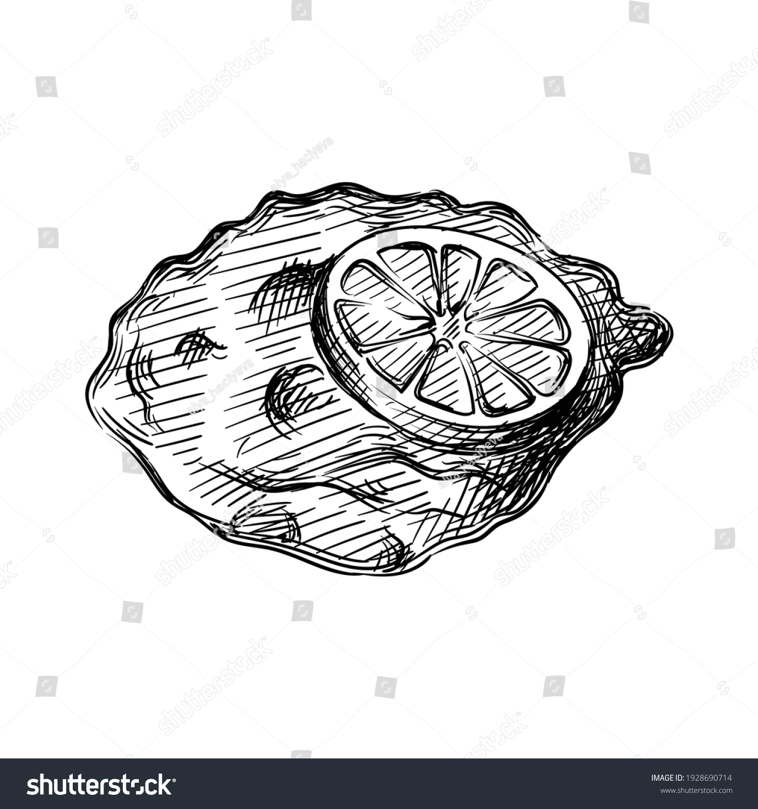 SVG of Hand drawn sketch of German Schnitzel with lemon on a white background. German cuisine. Food. Meals.  svg