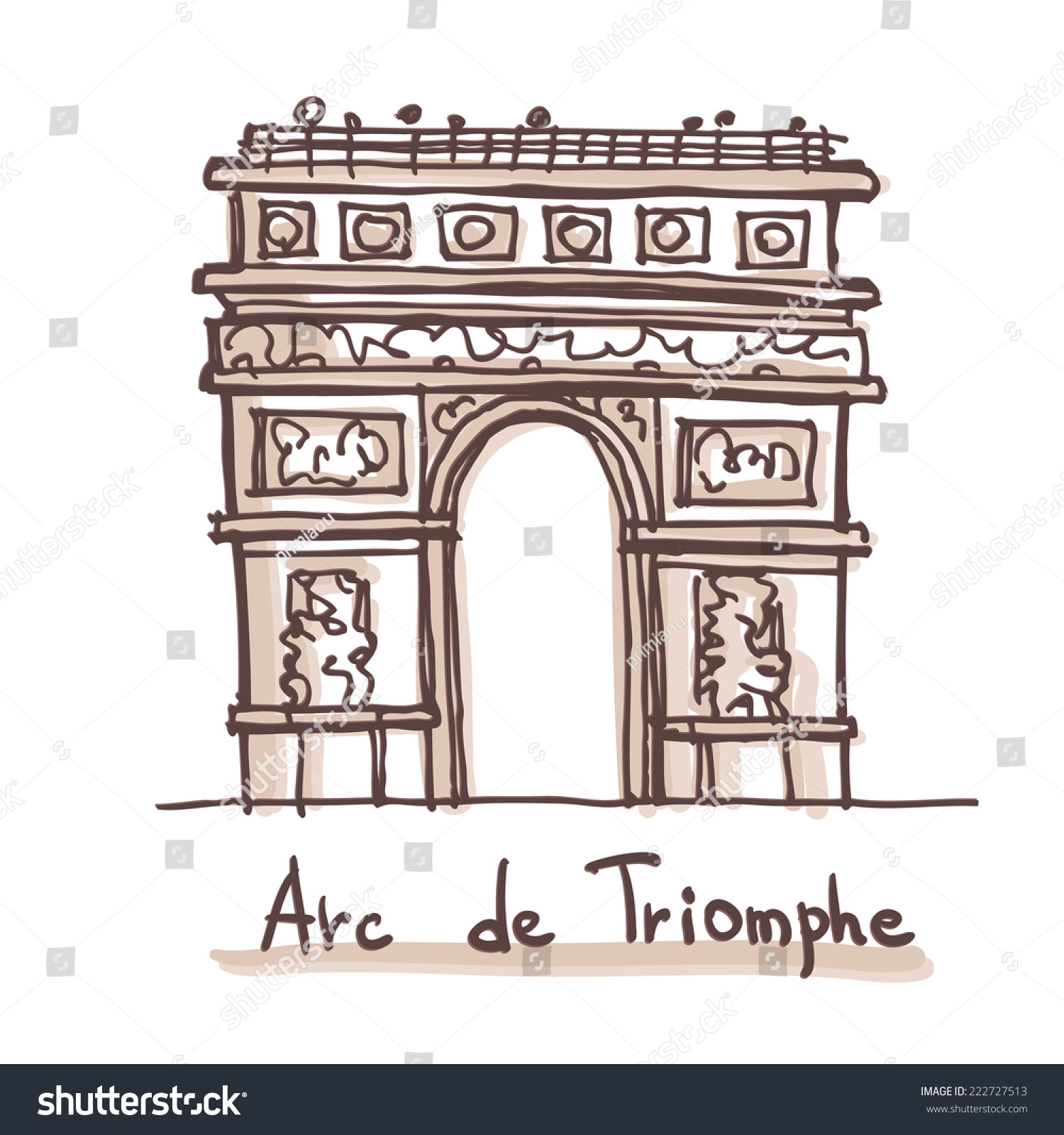 Hand Drawn Sketch Arc De Triomphe Stock Vector 222727513 - Shutterstock