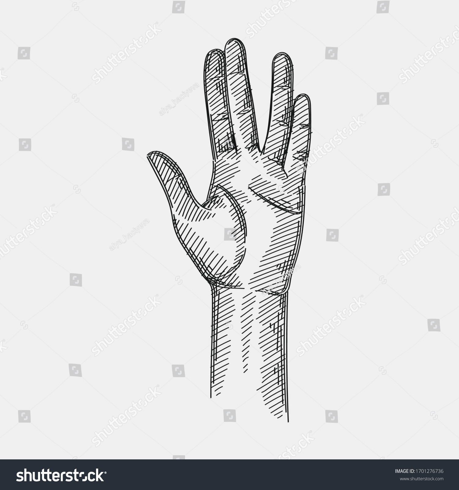 Handdrawn Sketch Live Long Prosper Hand Stock Vector (Royalty Free ...