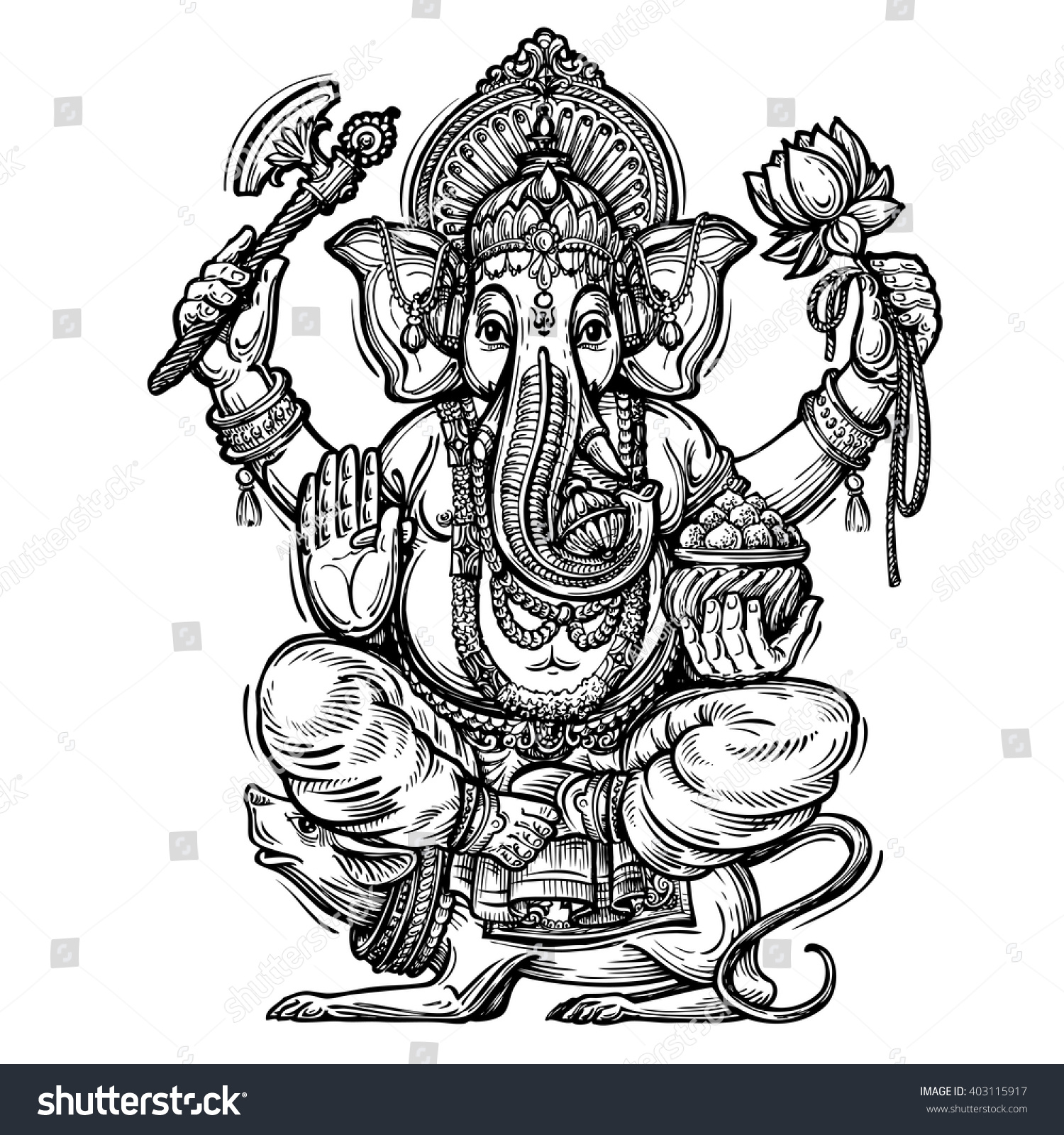 Hand drawn sketch vector illustration ganesh chaturthi