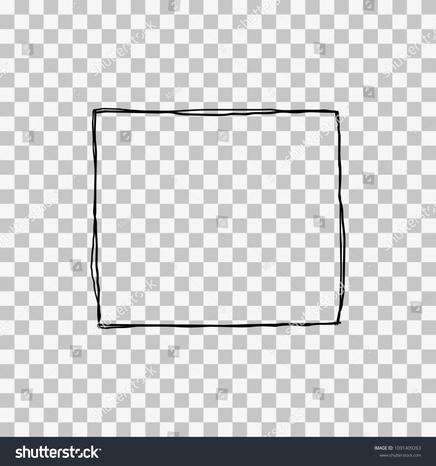 Hand Drawn Sketched Square Frame Isolated เวกเตอร์สต็อก (ปลอดค่า