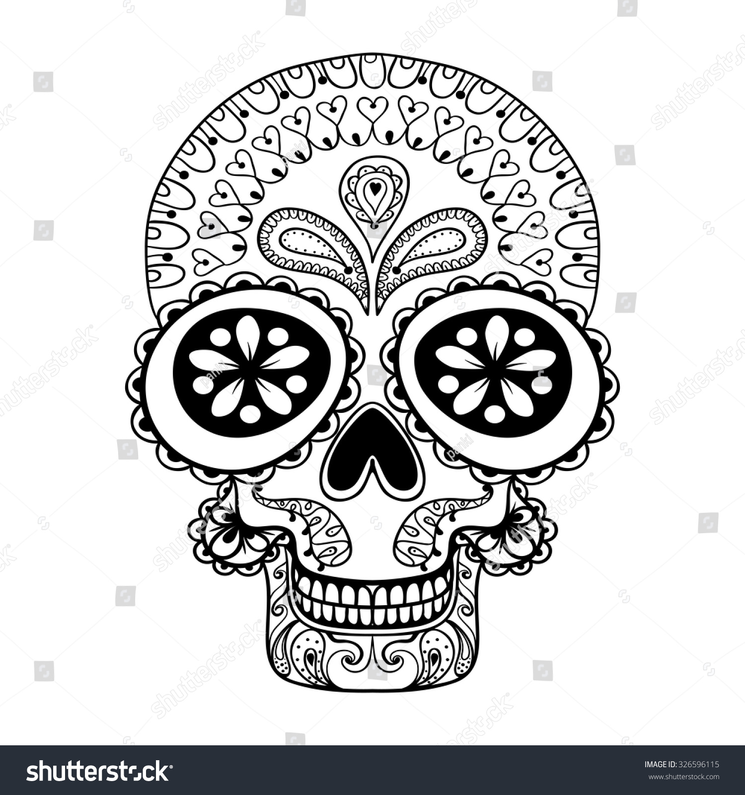 Hand Drawn Skull Zentangle Style Tribal Stock Vector (Royalty Free ...