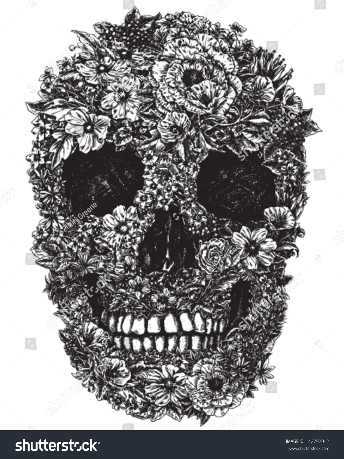 hand drawn skull made