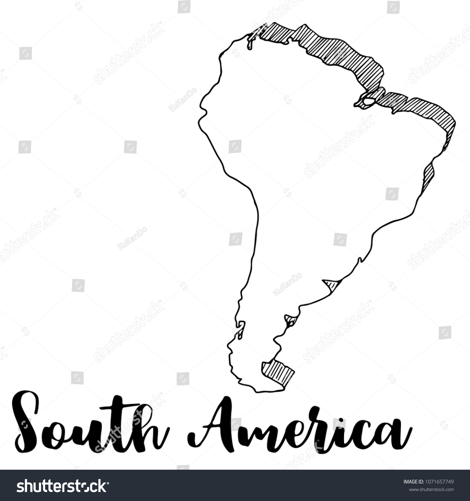 Hand Drawn South America Map Sketchvector Stock Vector (Royalty Free ...