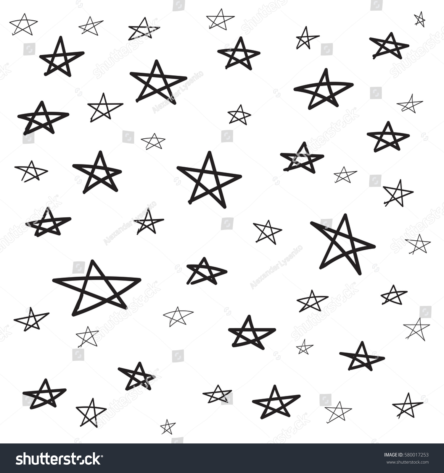 Hand Drawn Star Pattern Ink Doodles Stock Vector (Royalty Free) 580017253