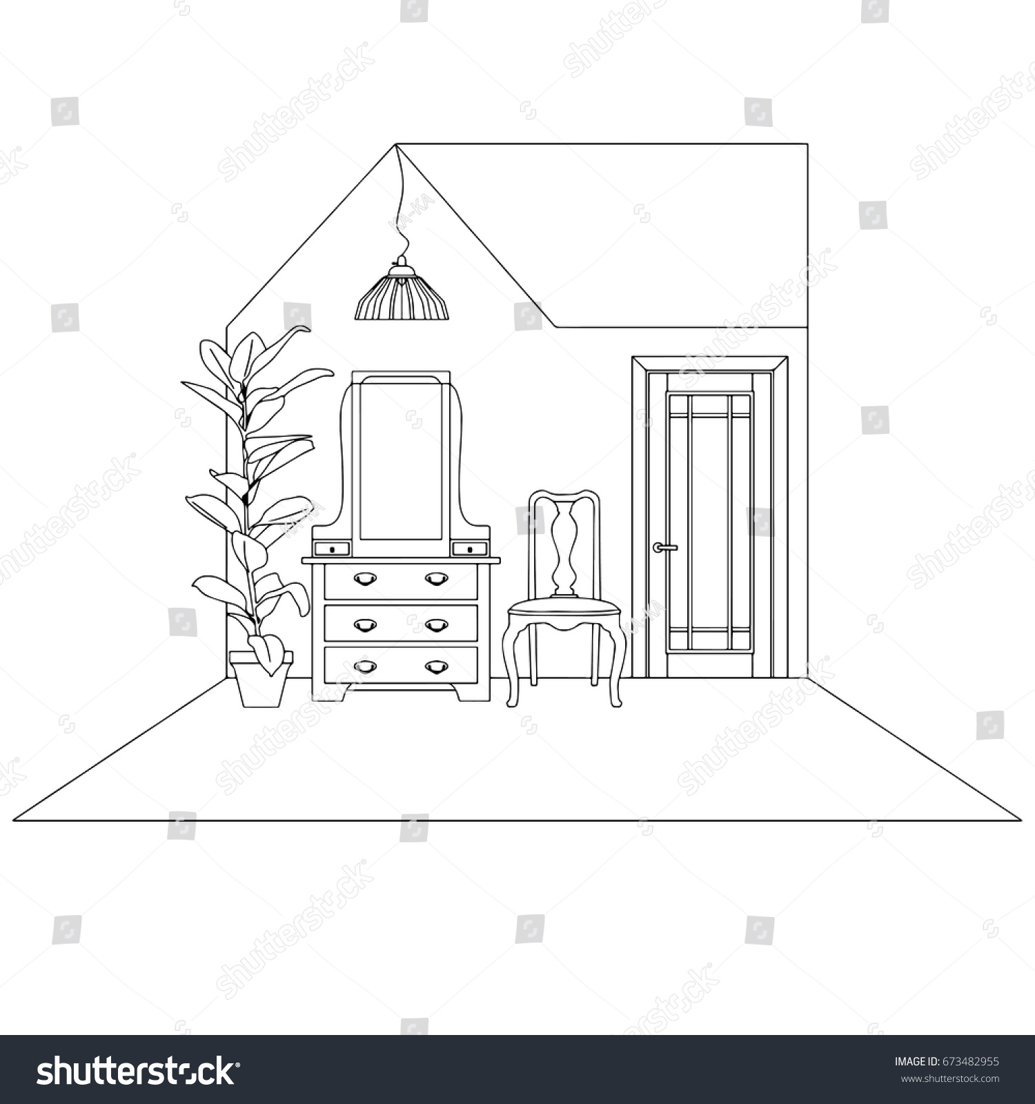 Hand Drawn Stylized Outline House Modern Stock Vector (Royalty Free ...