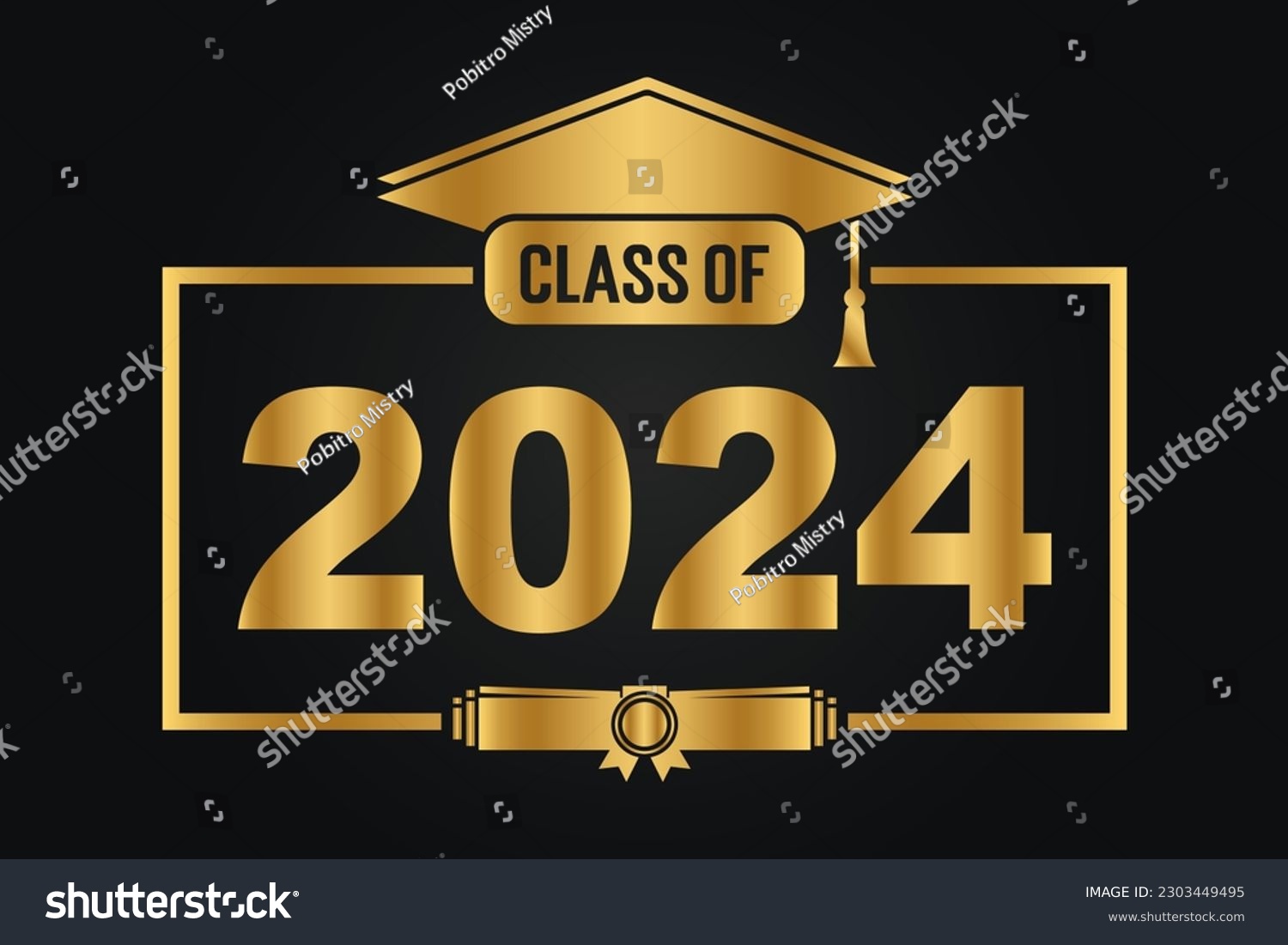 SVG of Hand drawn text illustration for class of 2024 graduation, class of 2024 badge. svg
