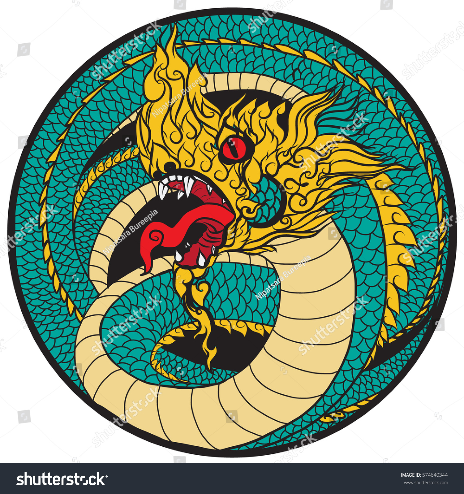 hand drawn thai dragon circle thailand stock vector 574640344 hand drawn thai dragon circle thailand stock vector 574640344