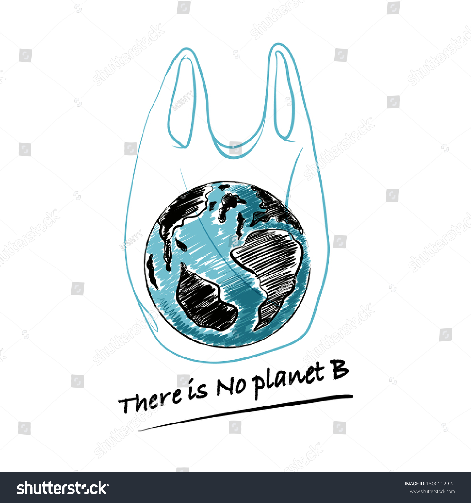 Hand Drawn Earth Plastic Bag Wording Stock Image Download Now