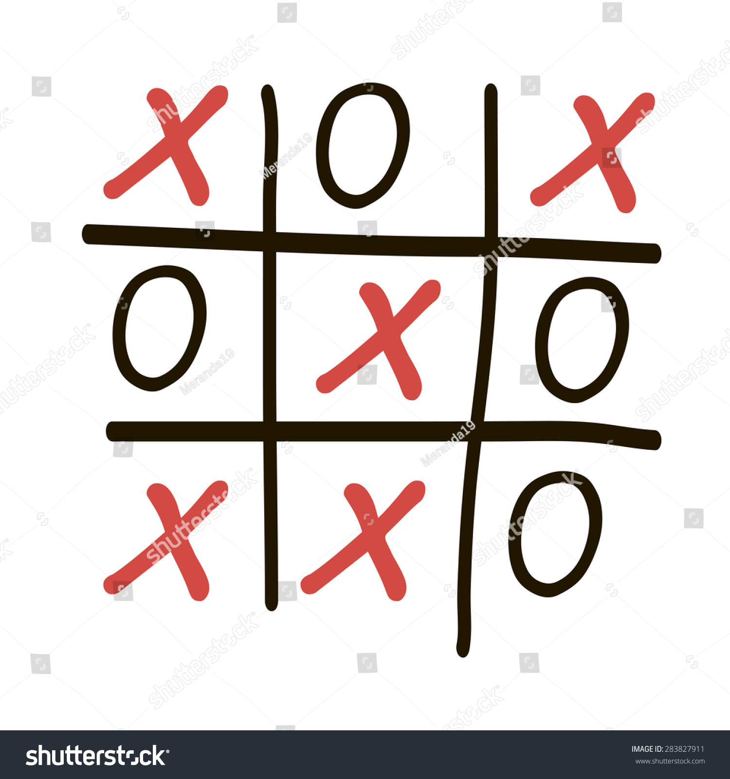 Hand Drawn Tic Tac Toe Game Stock Vector 283827911 : Shutterstock