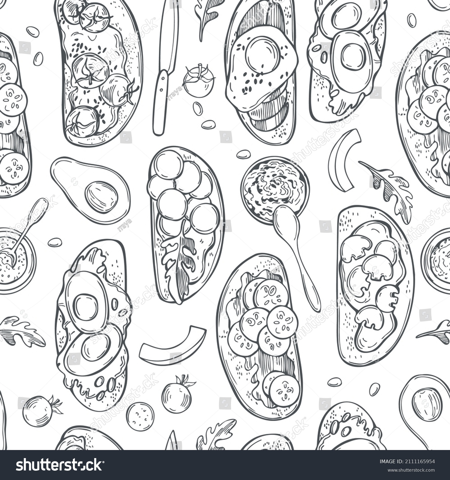 SVG of Hand-drawn toasts on white background.  Vector seamless pattern.  svg