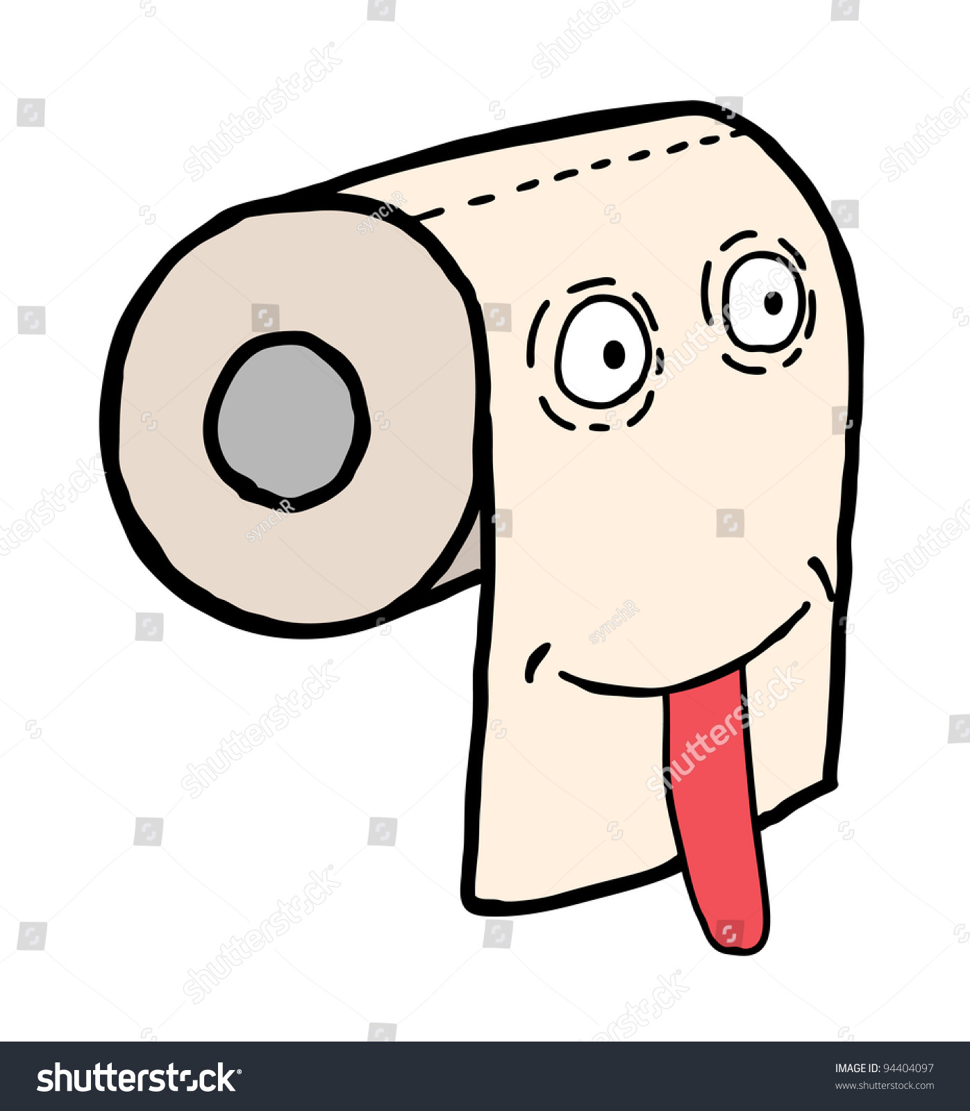 Hand Drawn Toilet Paper Smile, Cartoon Illustration - 94404097 ...