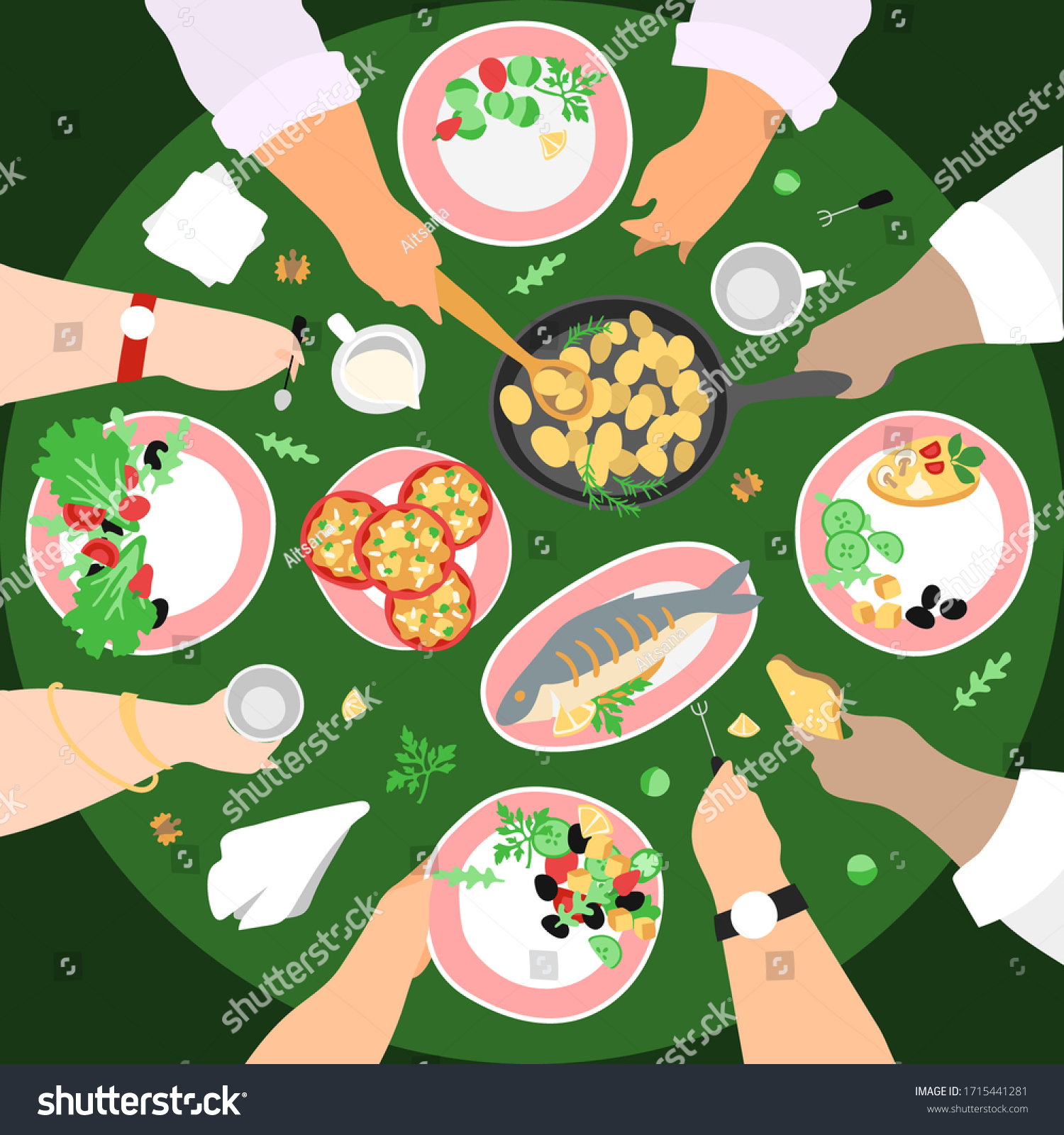 Hand Drawn Top View Illustration Festive Stock Vector (Royalty Free ...