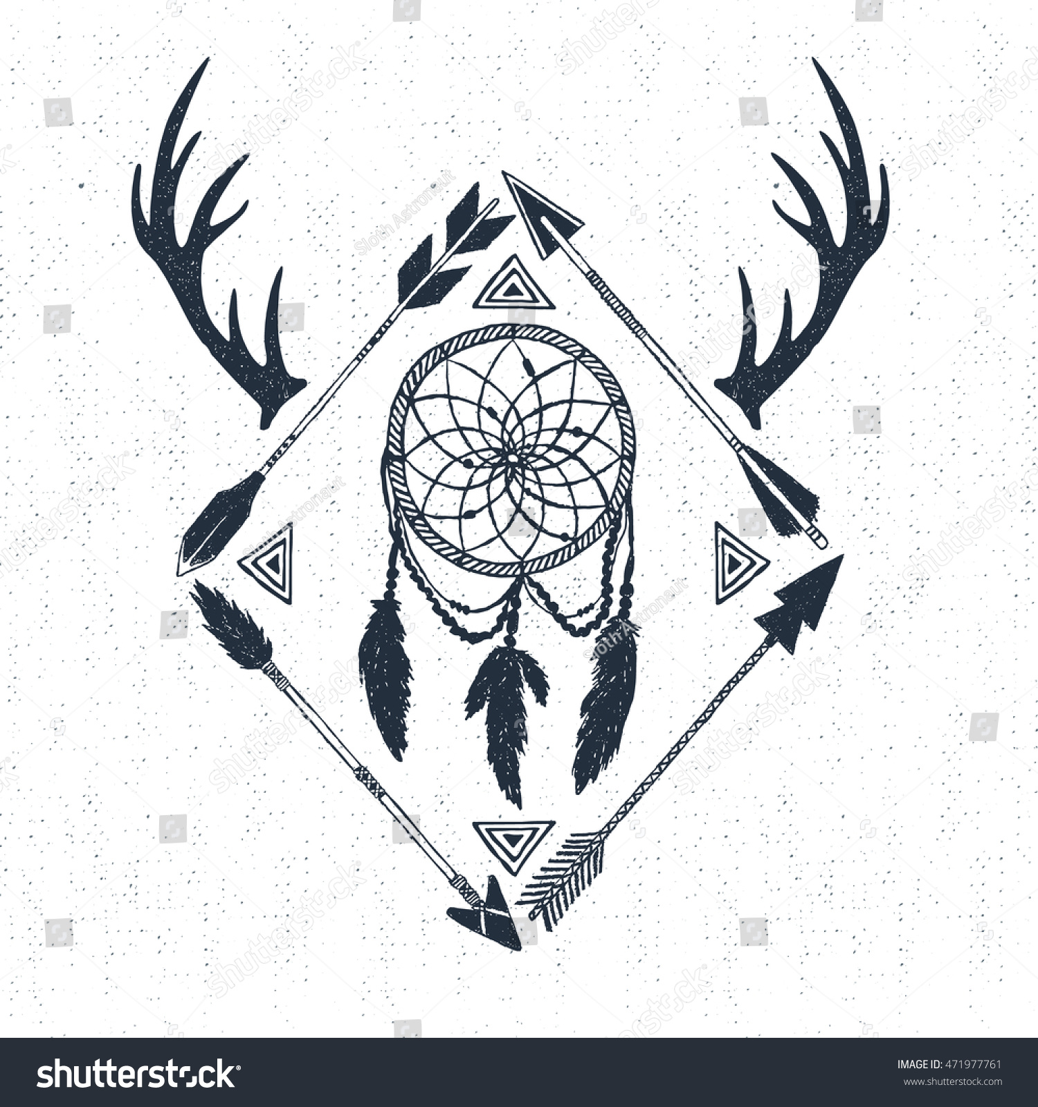 Hand Drawn Tribal Icon Textured Dream Stock Vector (Royalty Free ...