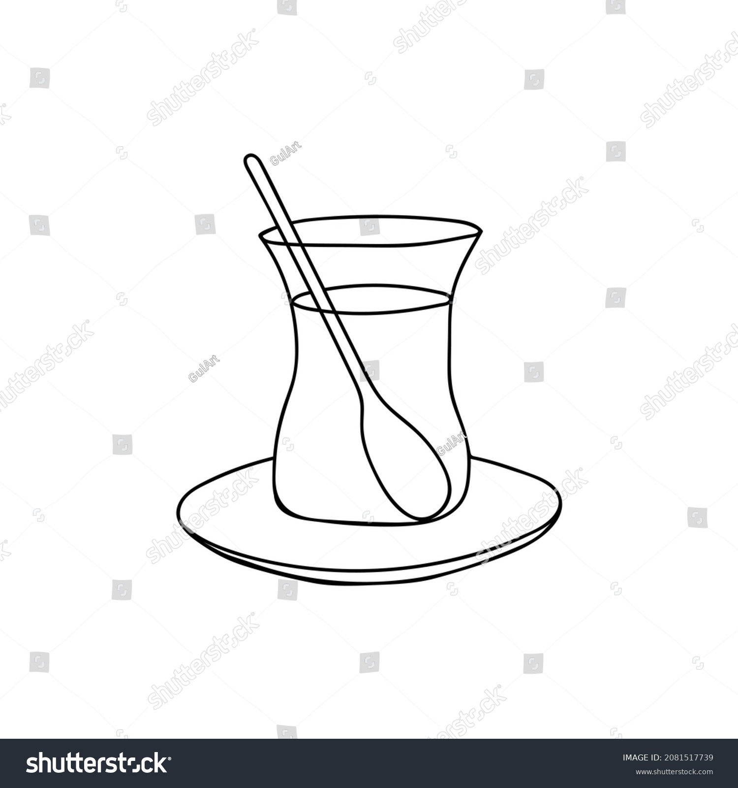 SVG of Hand drawn turkish tea glass in vector. Doodle turkish tea glass in vector. Azerbaijan tea glass armudu svg