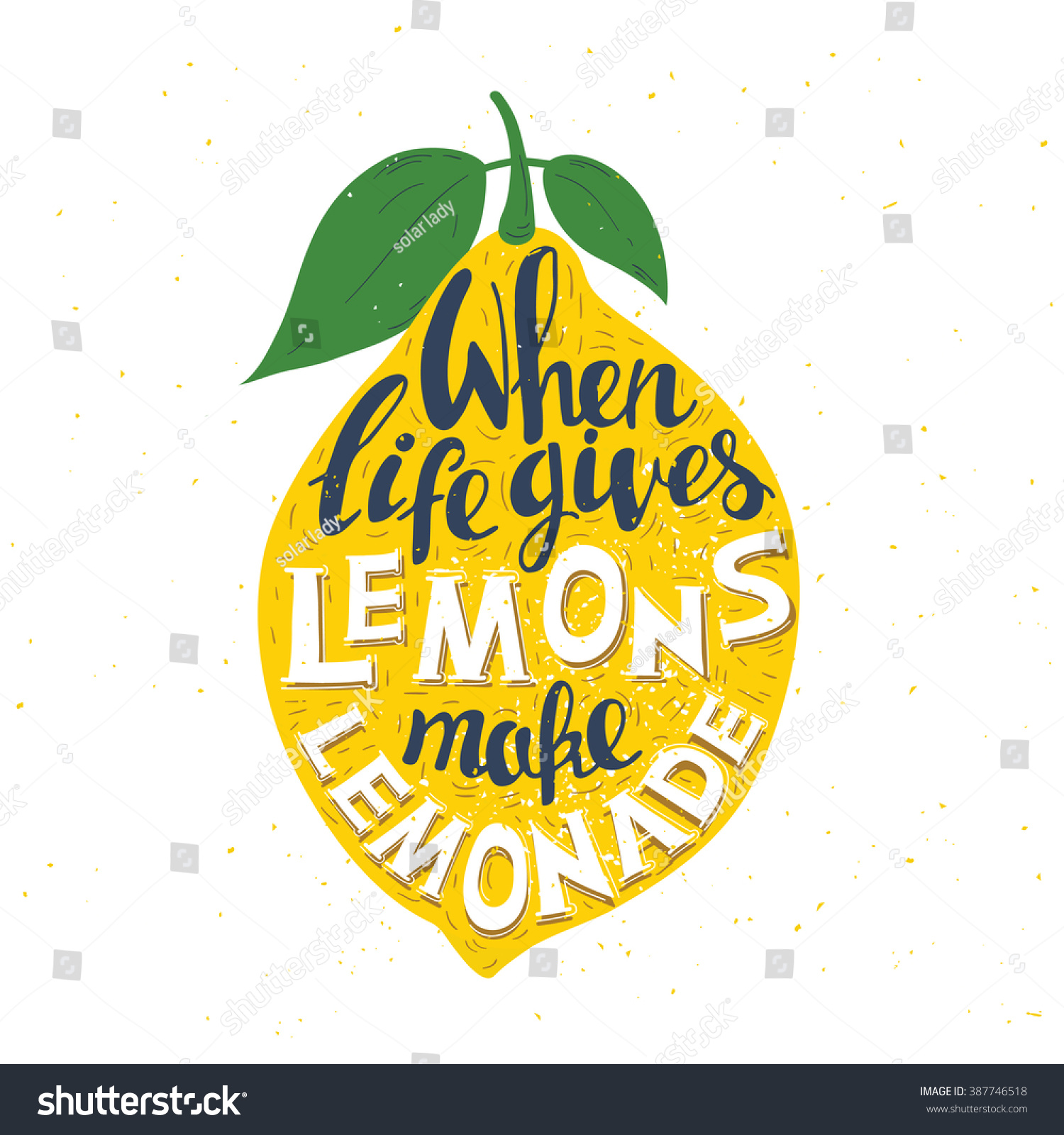 Hand Drawn Typography Poster. Lemon On White Background With ...