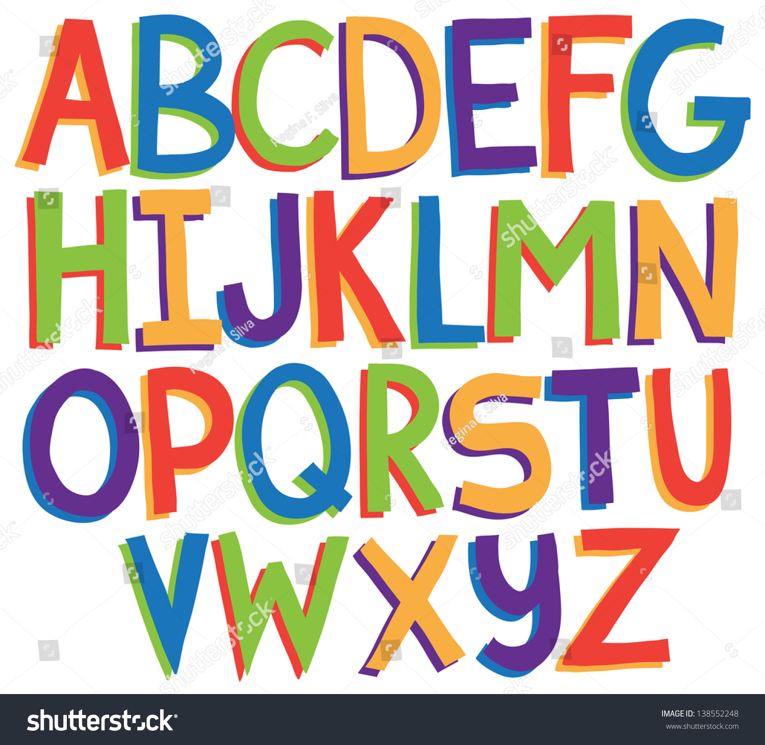 Vektor Stok Hand Drawn Uppercase Vector Alphabet Letters (Tanpa Royalti ...