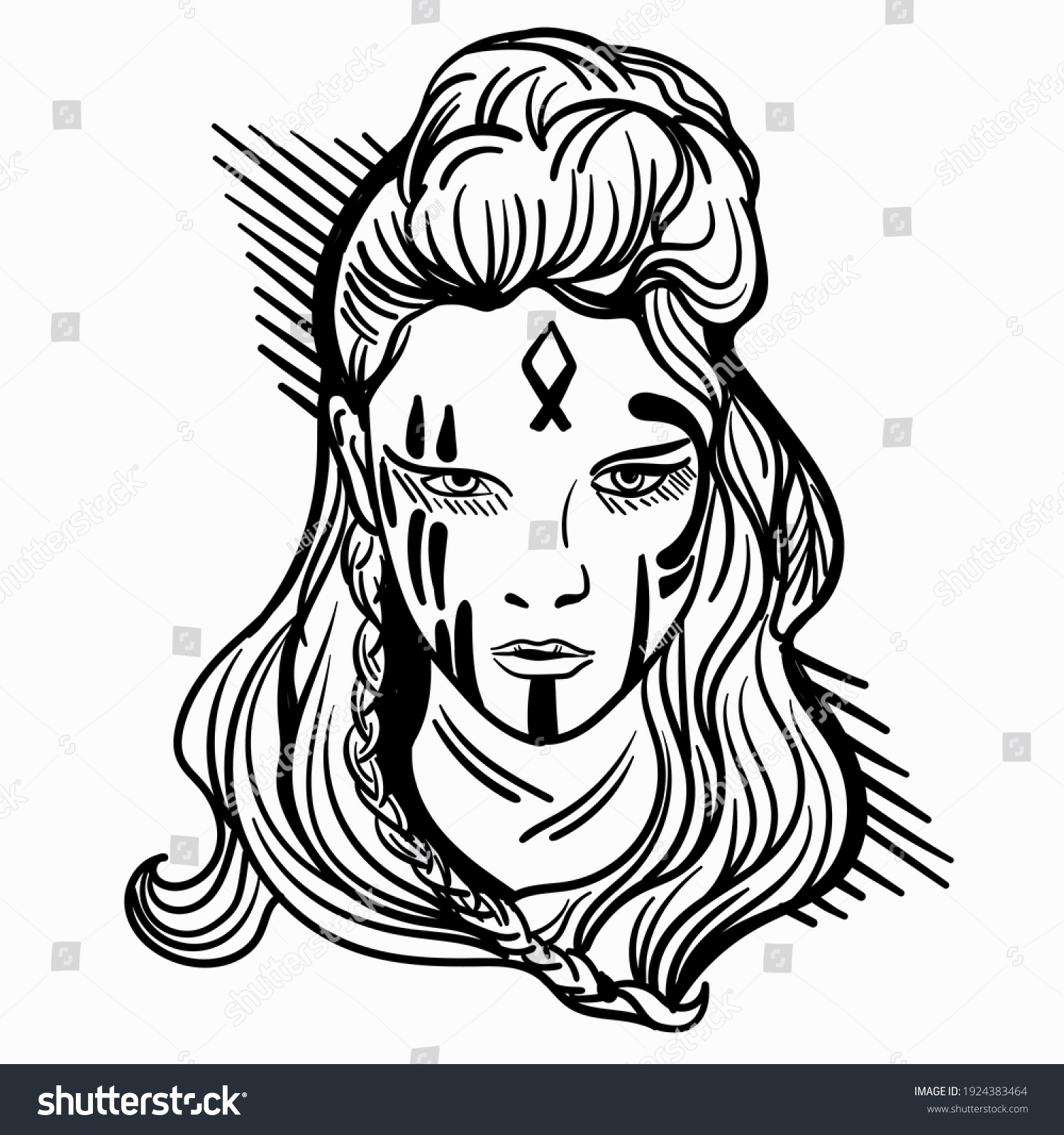 Handdrawn Vector Abstract Image Female Viking Stock Vector (Royalty ...