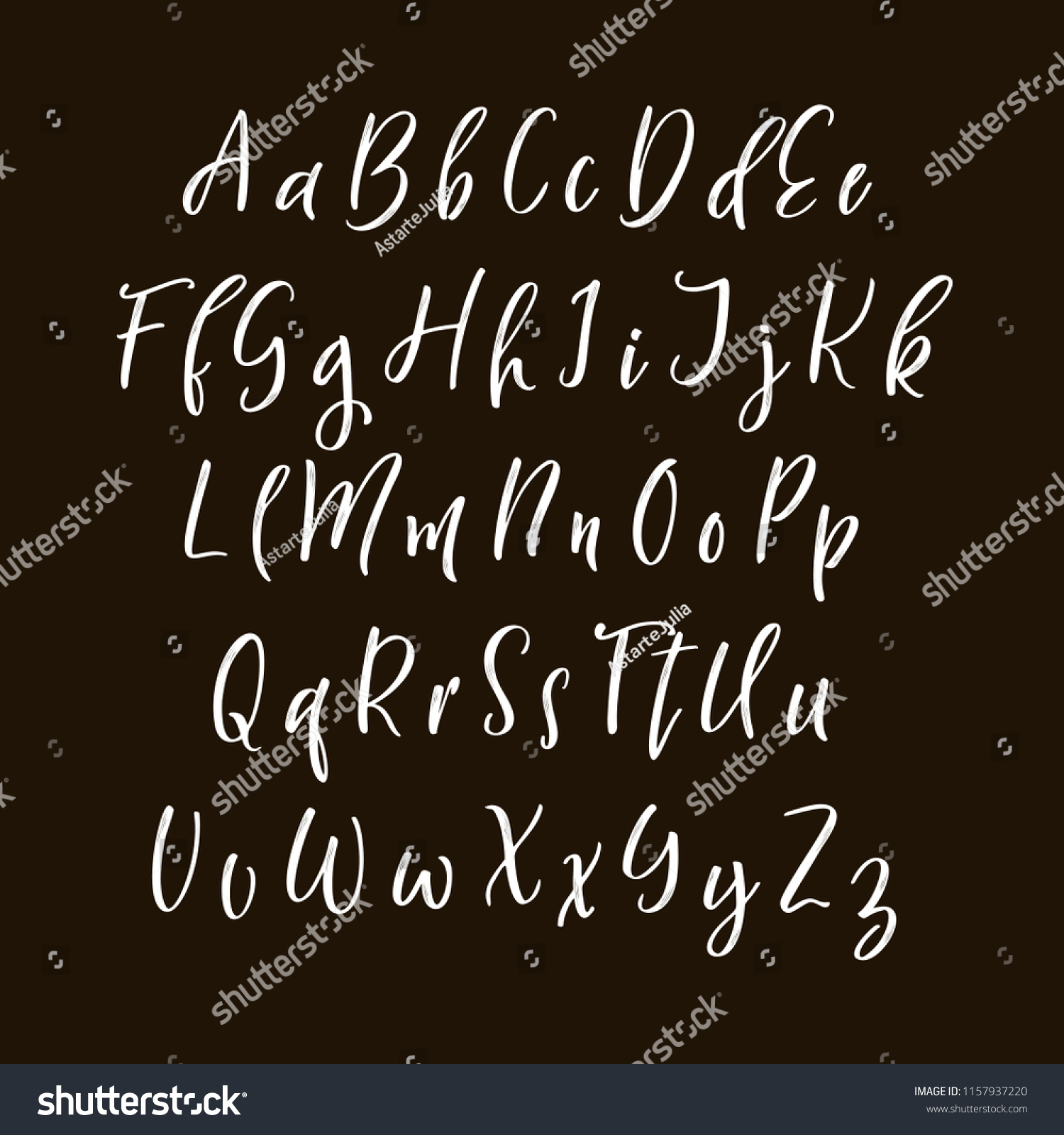 Hand Drawn Vector Alphabet Calligraphy Letters Stock Vector (Royalty ...