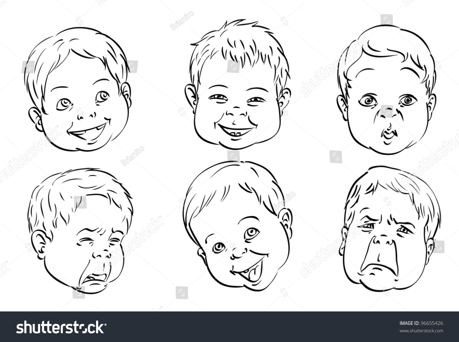 Hand Drawn Vector Baby Faces Different Stock Vector (Royalty Free ...