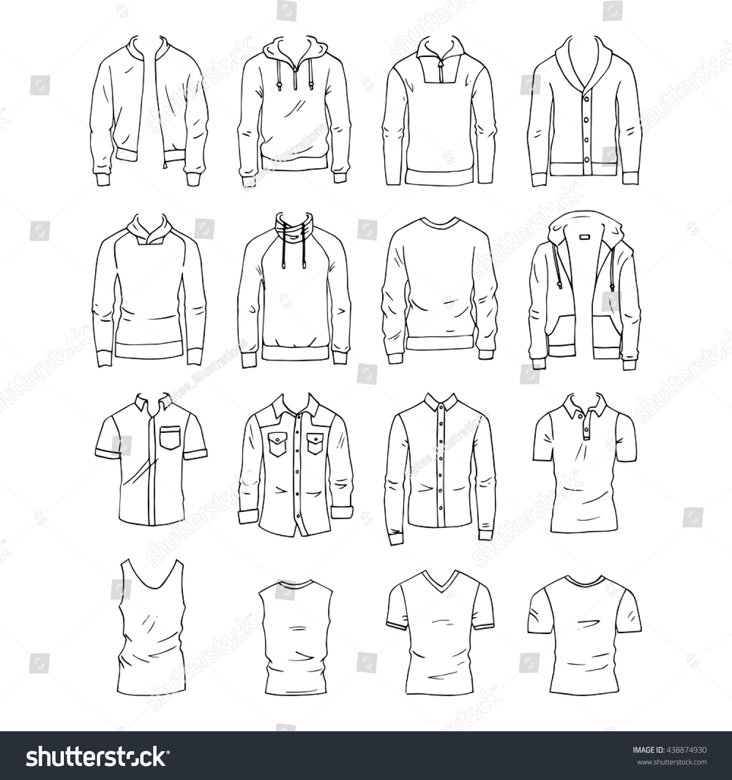 Hand Drawn Vector Clothing Set Isolated Stock Vector (Royalty Free ...