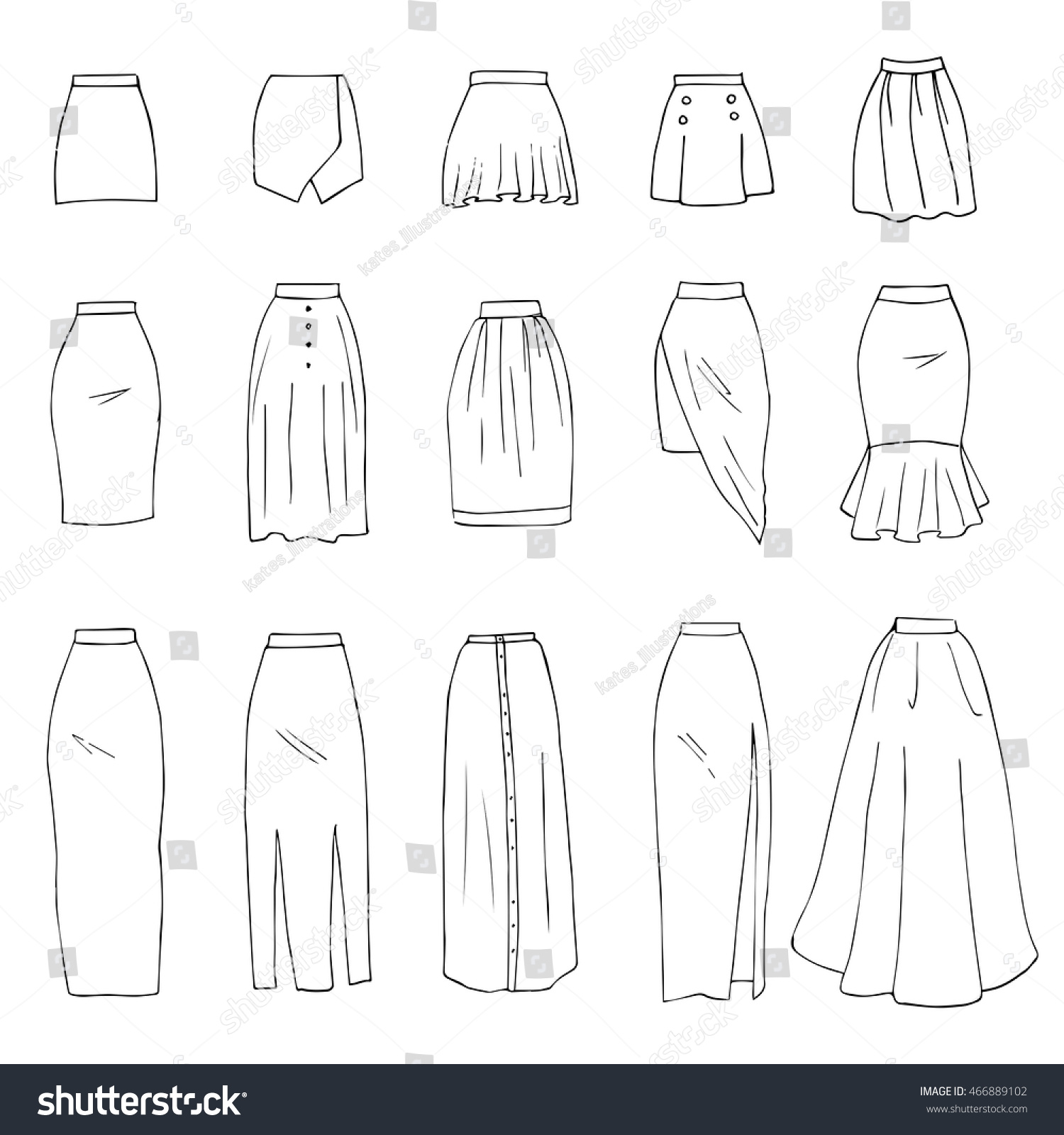 Hand Drawn Vector Clothing Set Isolated Stock Vector 466889102 ...