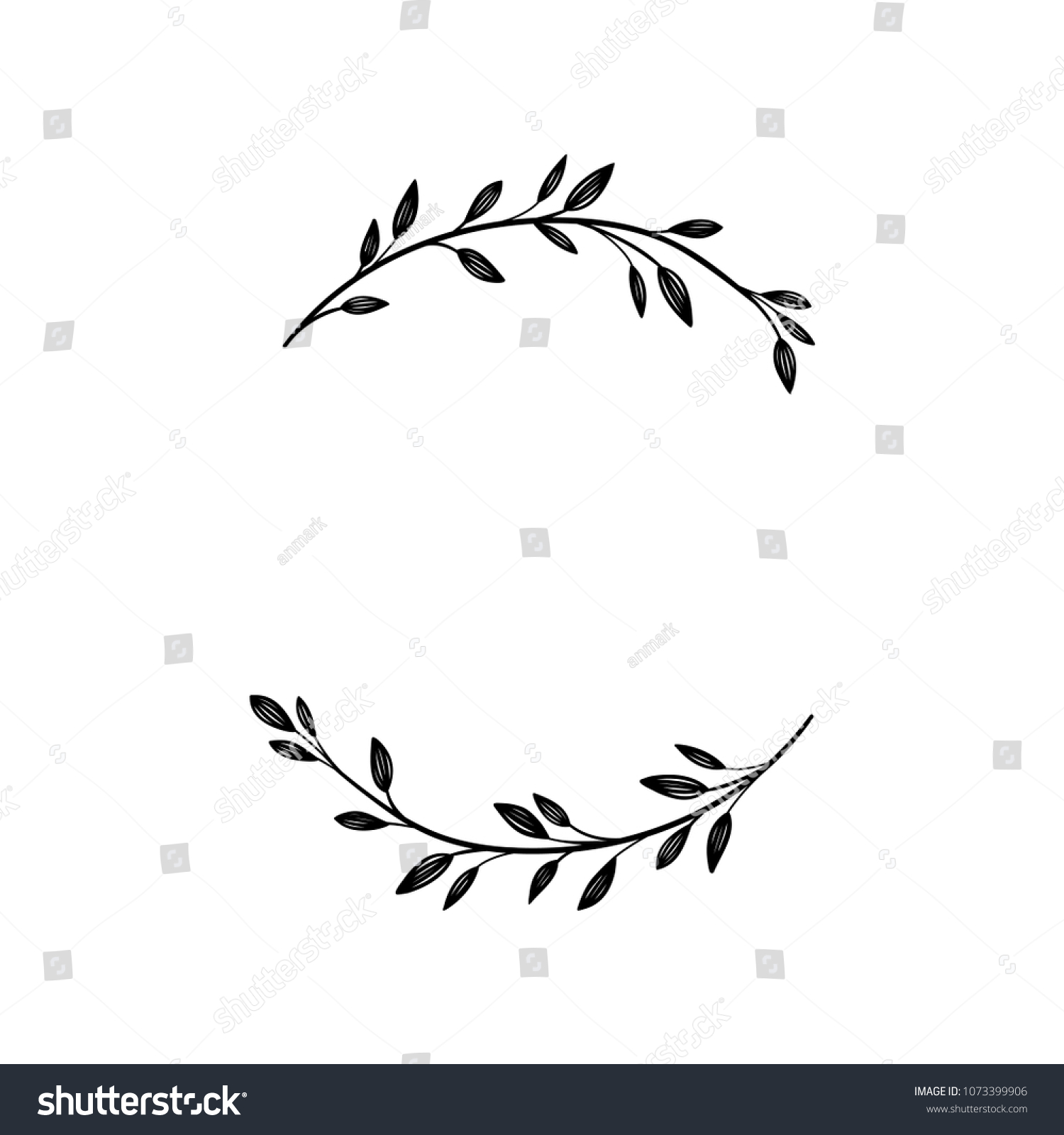 Hand Drawn Vector Frame Floral Wreath Stock Vector (Royalty Free