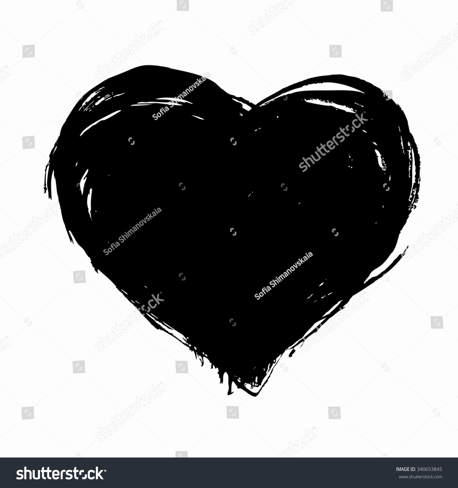 Hand Drawn Vector Heart With Rough Edge. Dry Brush Ink Illustration ...