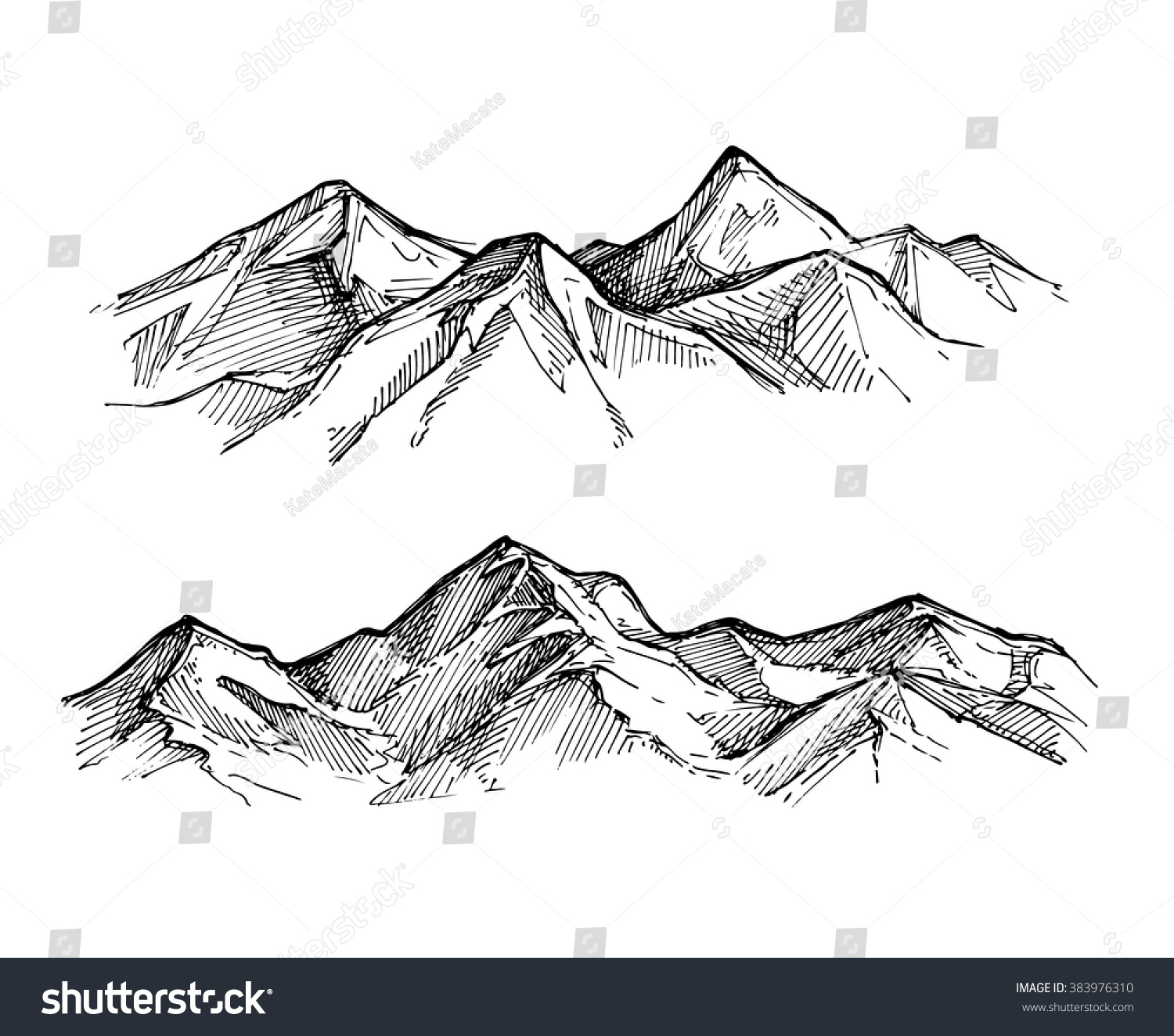 Mountain landscape hand drawn Images, Stock Photos & Vectors | Shutterstock