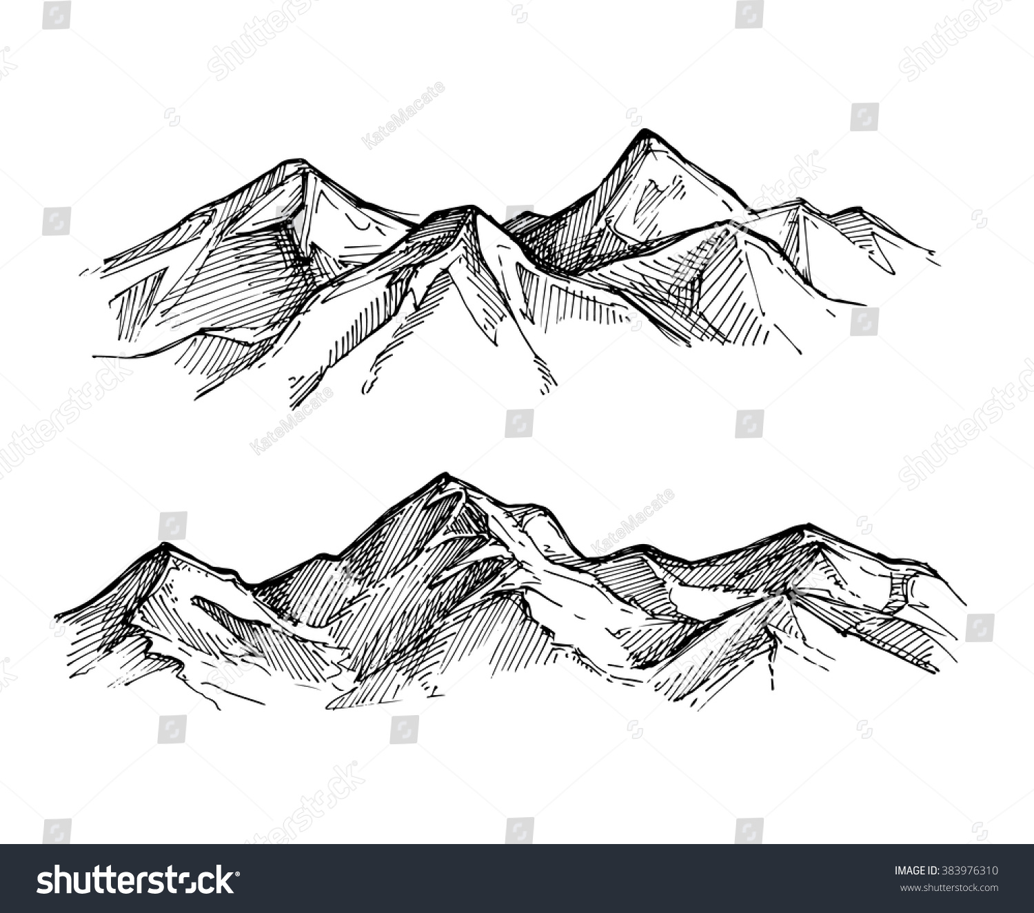 手描きのベクターイラスト 山 屋外のキャンプ背景 風景の自然 のベクター画像素材 ロイヤリティフリー