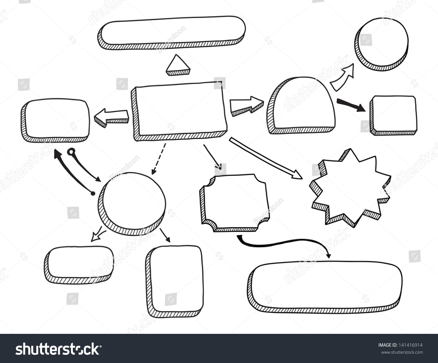 Hand Drawn Vector Illustration Of Mind Map Or Flow Chart With Space For ...