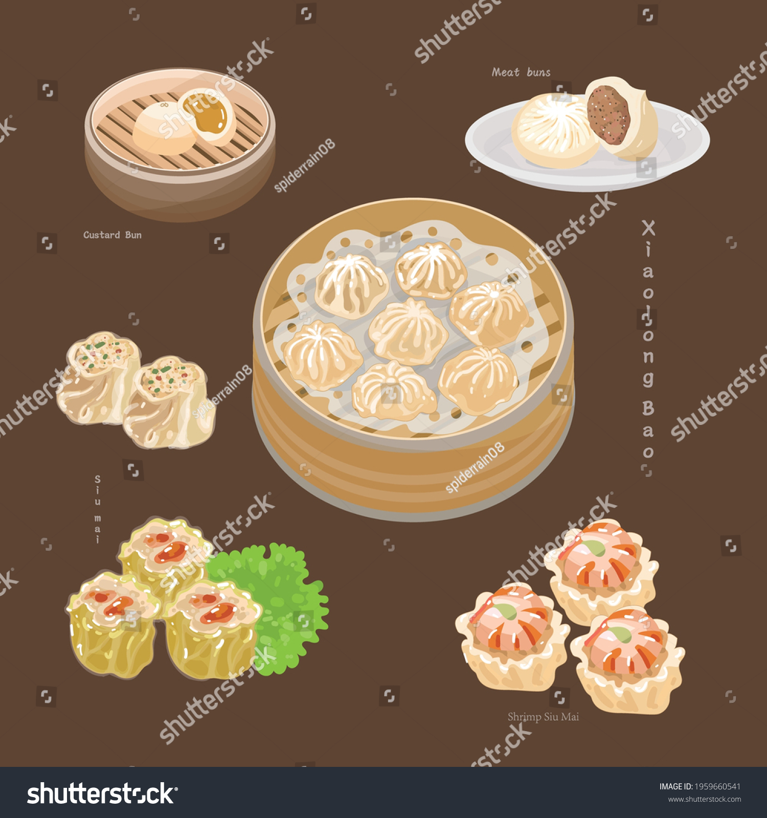 Bao Har Gow Chinese cuisine Yum Cha Siu Mai Food Dumplings Art Print Illustrations Home Decor Chart Poster Dim Sum