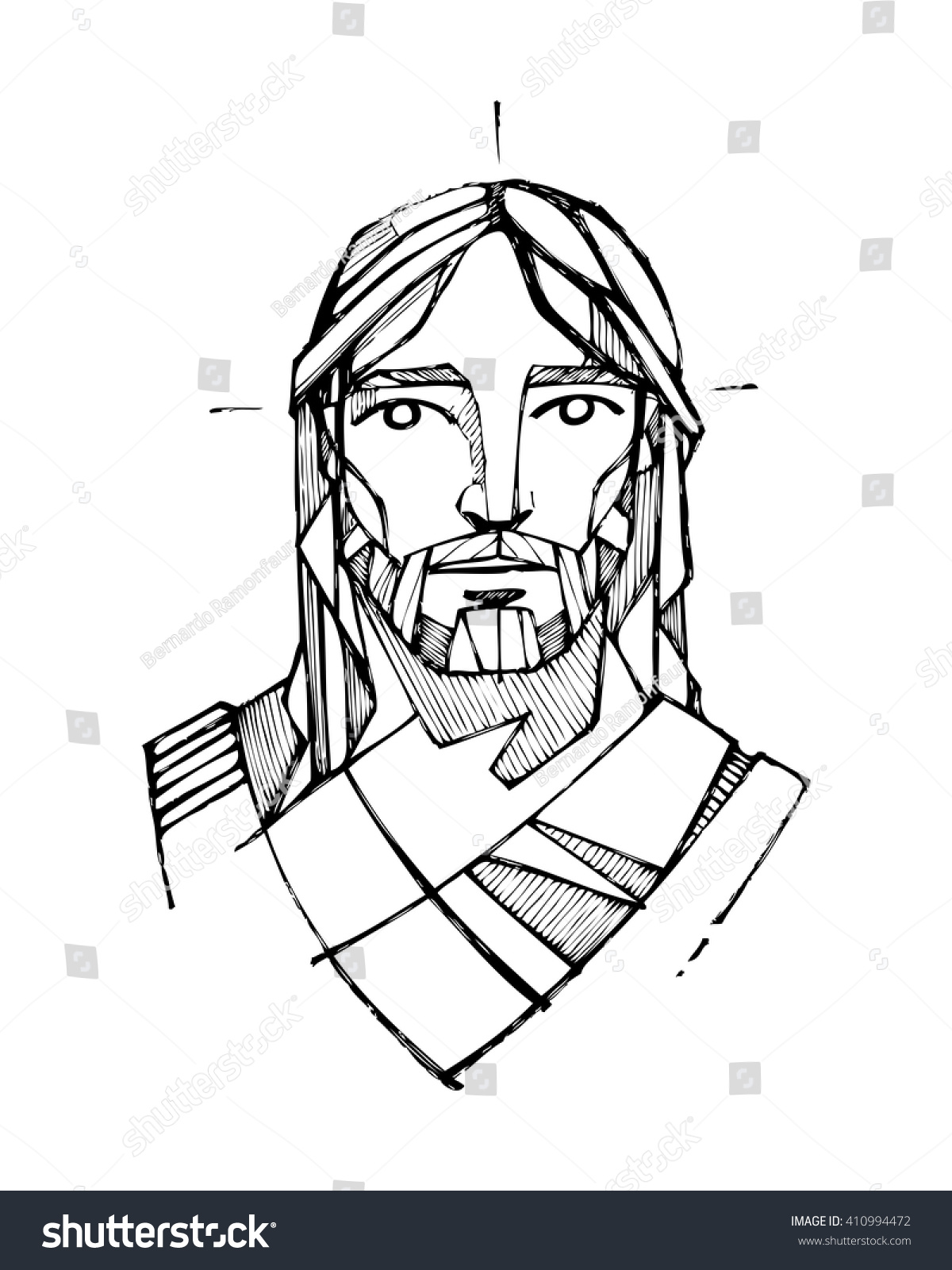 Hand Drawn Vector Illustration Drawing Jesus Stock Vector 410994472 ...