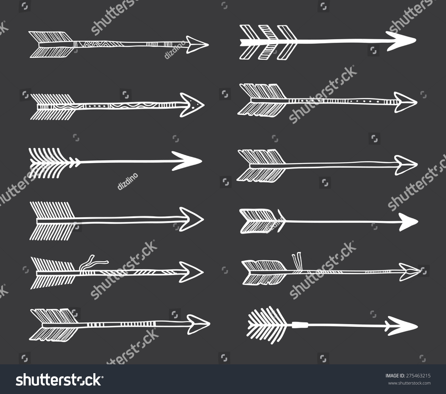 Handdrawn Vector Illustration Set Hipster Arrows Stock Vector Royalty Free 275463215 4544