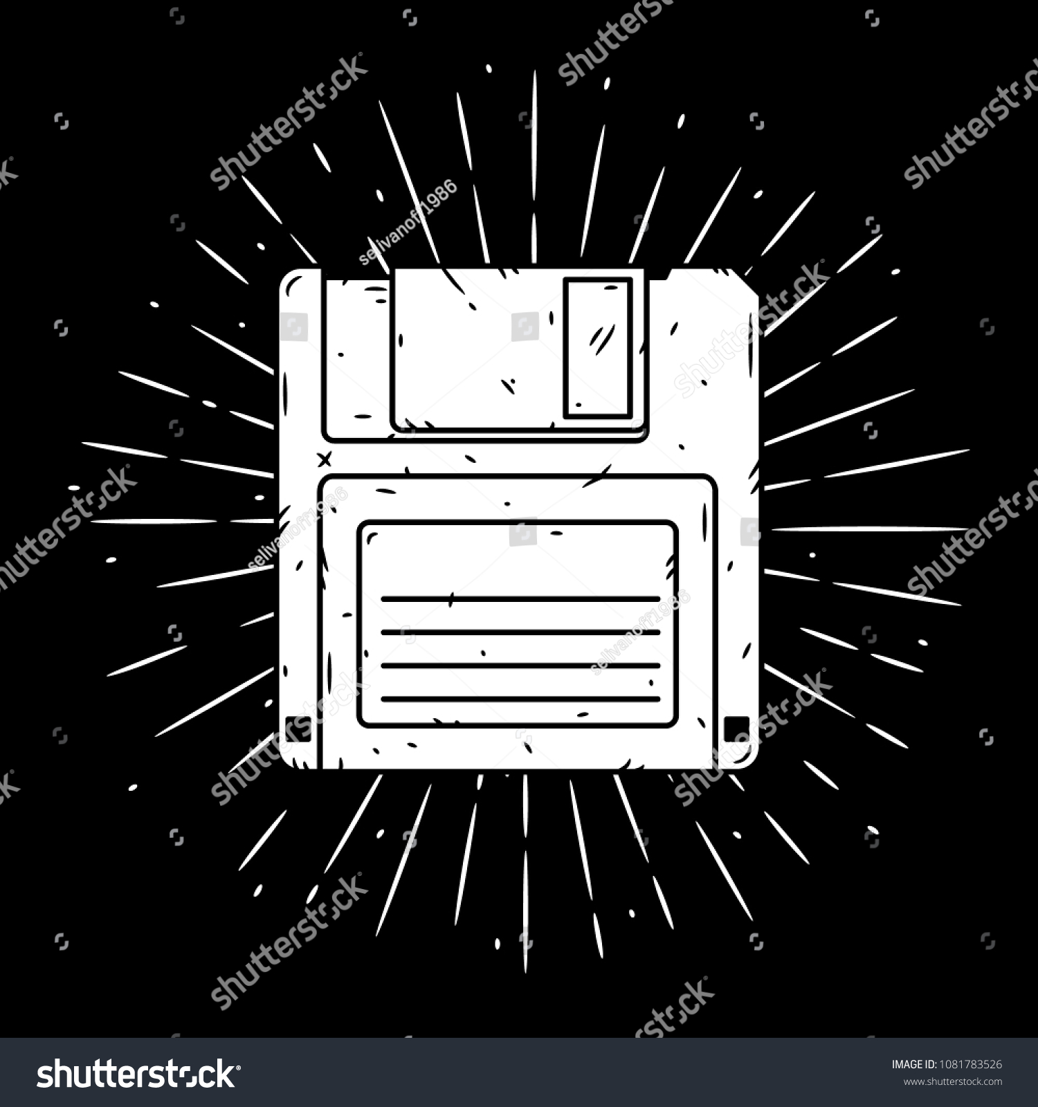 Hand Drawn Vector Illustration Floppy Disk Stock Vector Royalty