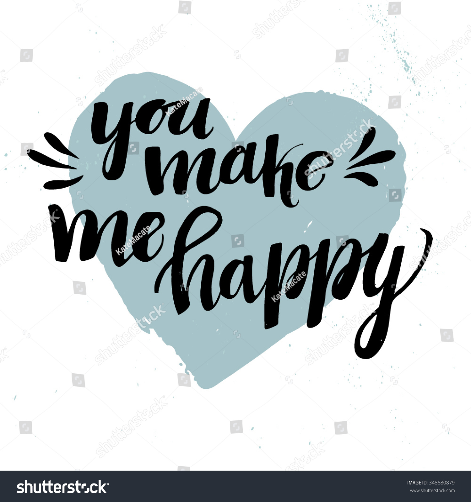 Hand drawn vector illustration You make me happy Hand lettering vintage quote Modern