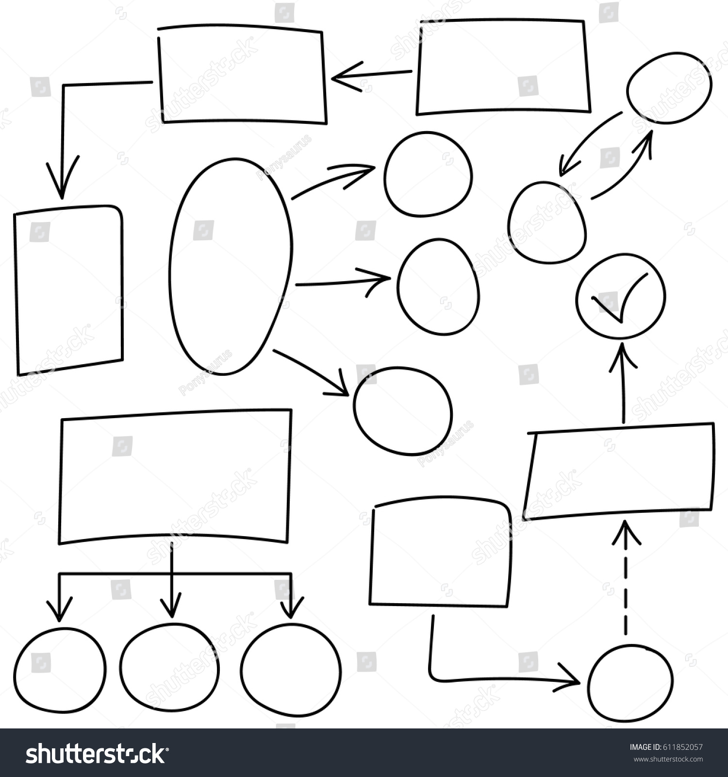 Hand Drawn Vector Mind Map Flow Stock Vector (Royalty Free) 611852057 ...