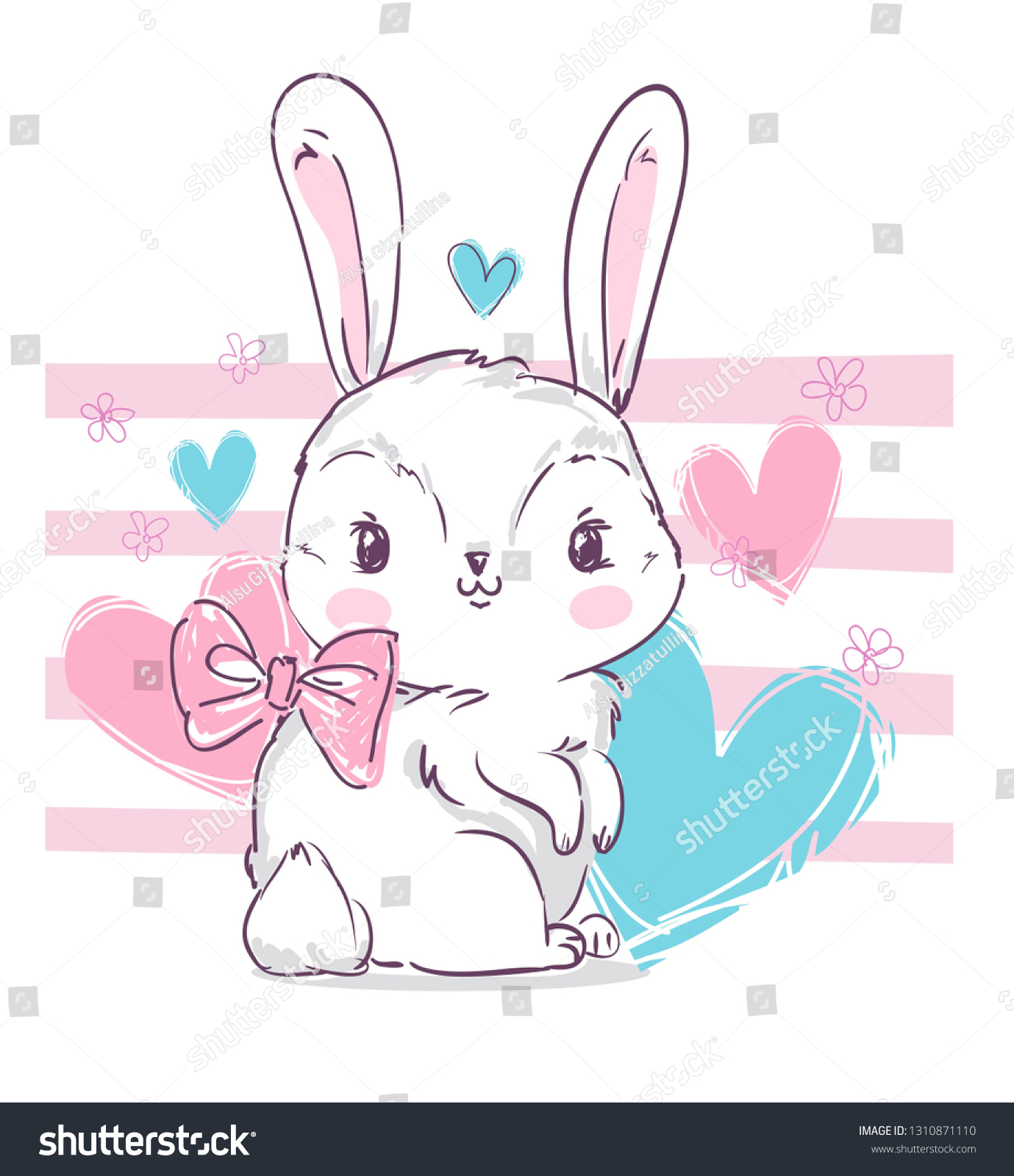 Hand Drawn Vector Rabbit Cute Bunny Stock Vector (Royalty Free ...