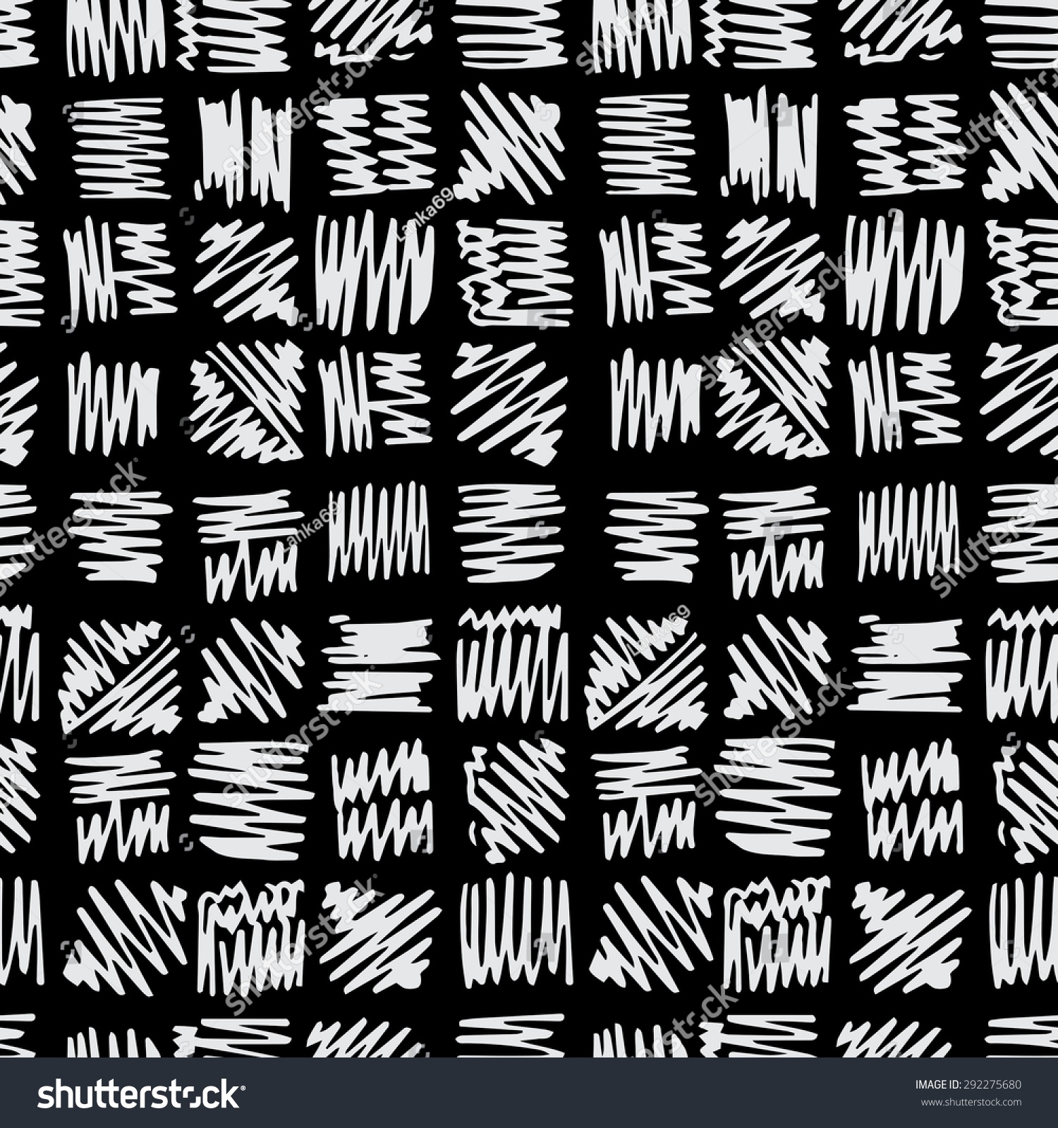 Hand Drawn Vector Seamless Squares Pattern With Ink Doodles ...