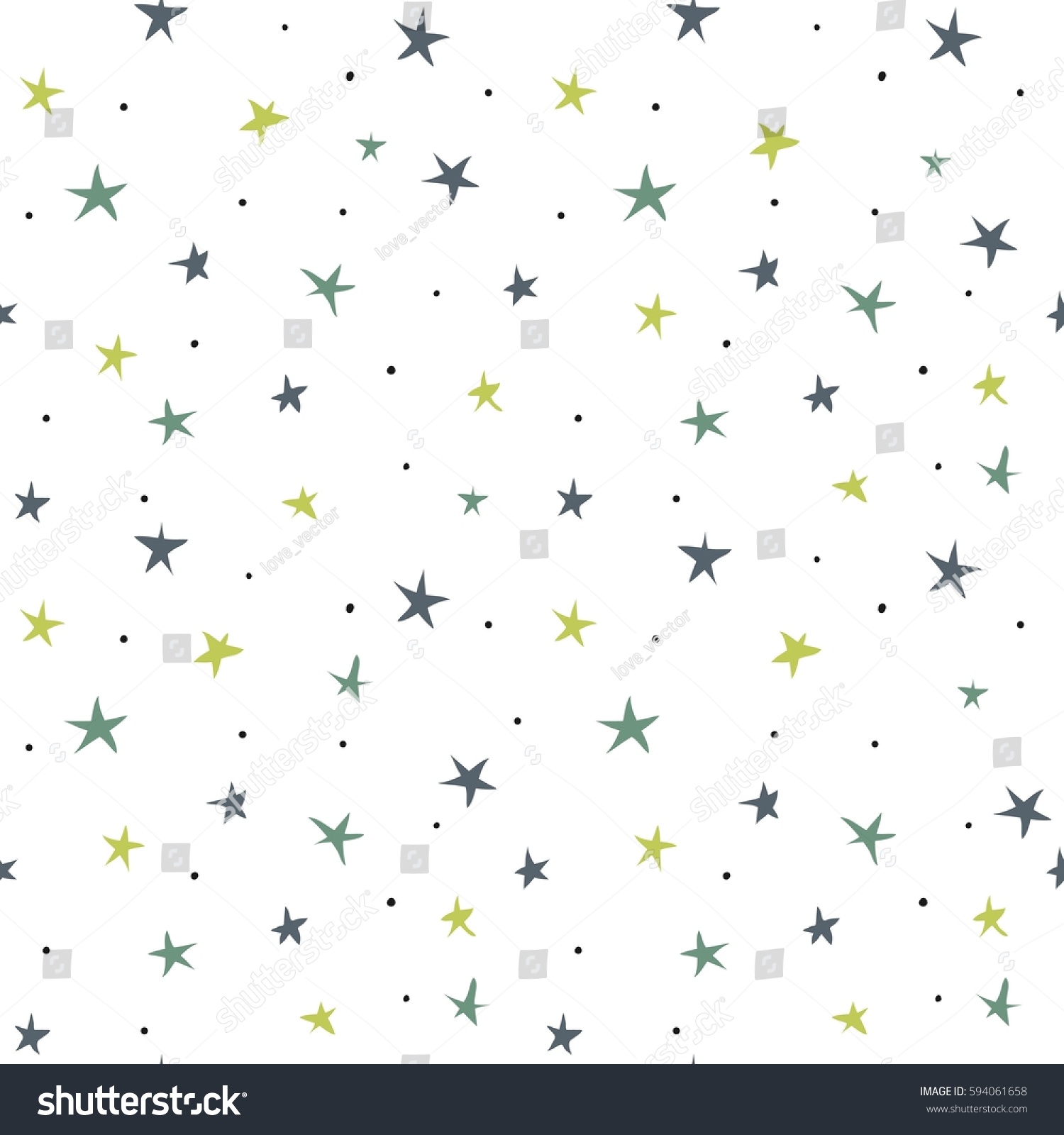 Hand Drawn Vector Seamless Star Pattern Stock Vector 594061658