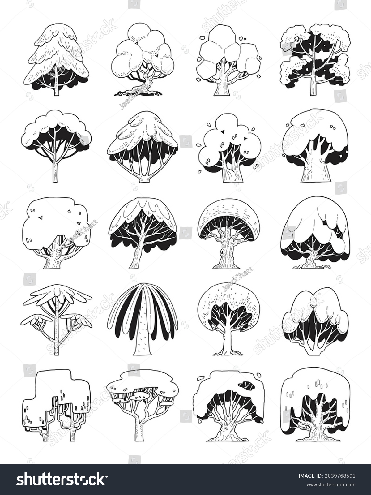 Hand Drawn Vector Set Side View Stock Vector (Royalty Free) 2039768591 ...