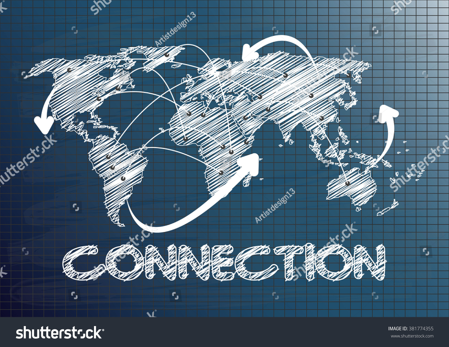 Hand Drawn Vector World Map Connection Stock Vector (Royalty Free ...