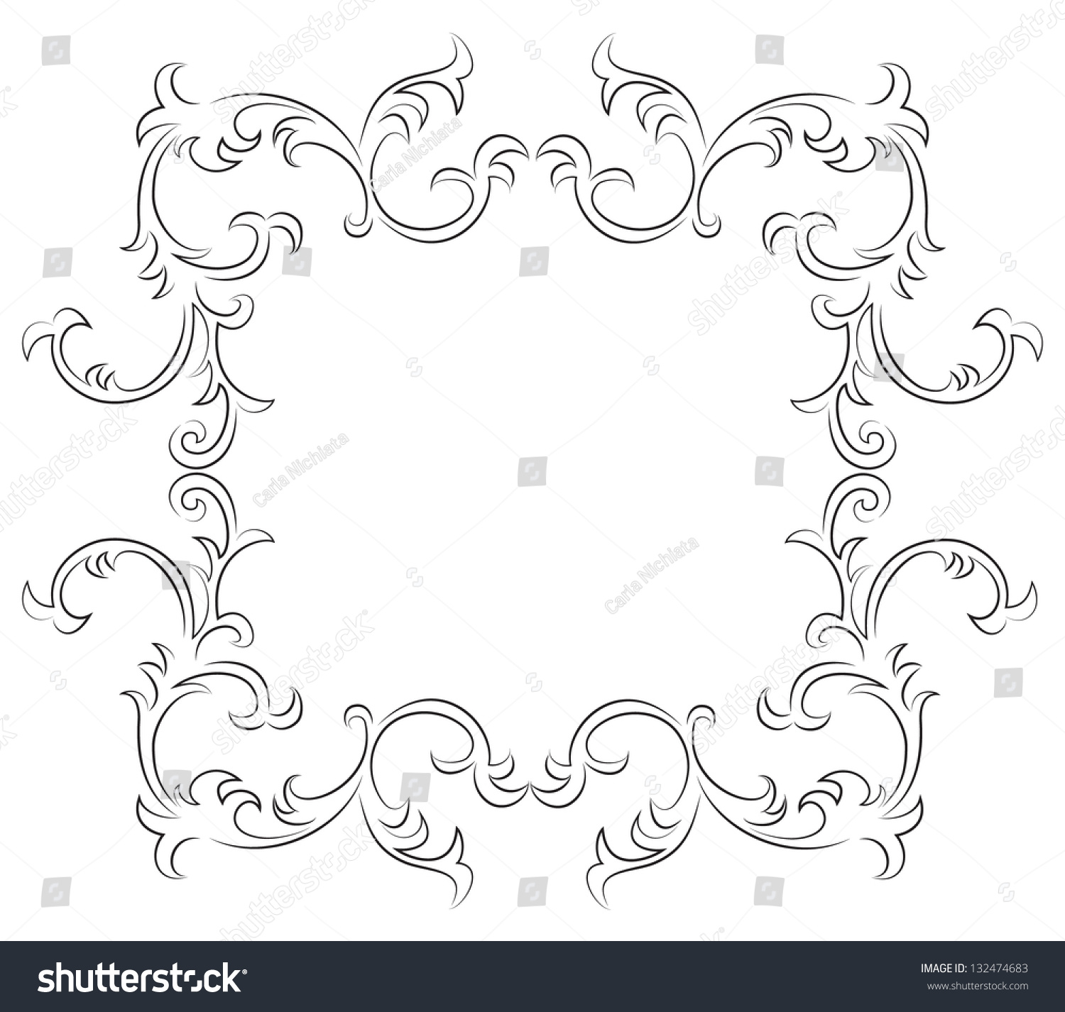 Hand Drawn Vintage Filigree Border Vector - 132474683 : Shutterstock