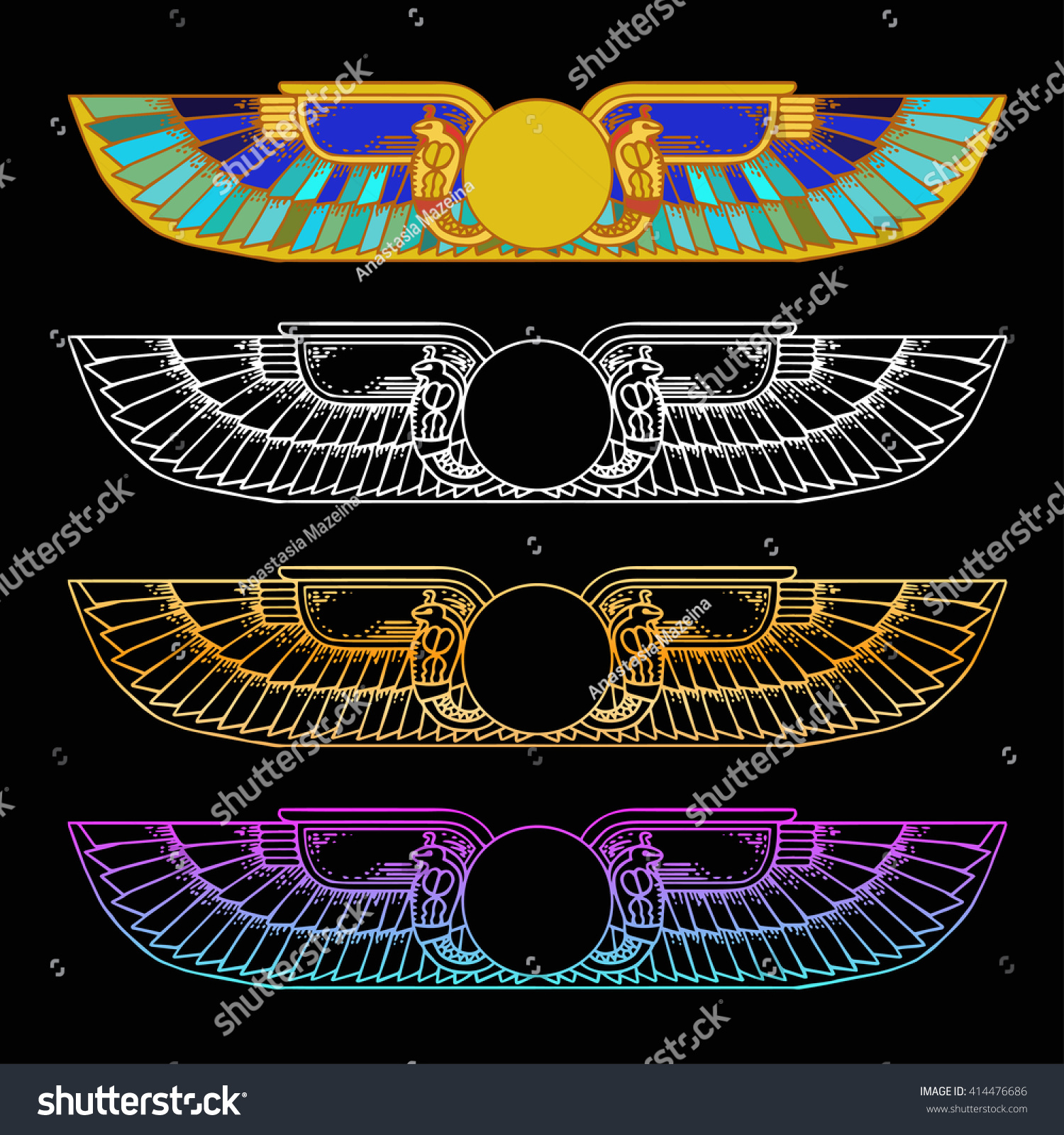 Winged solar disk tattoo