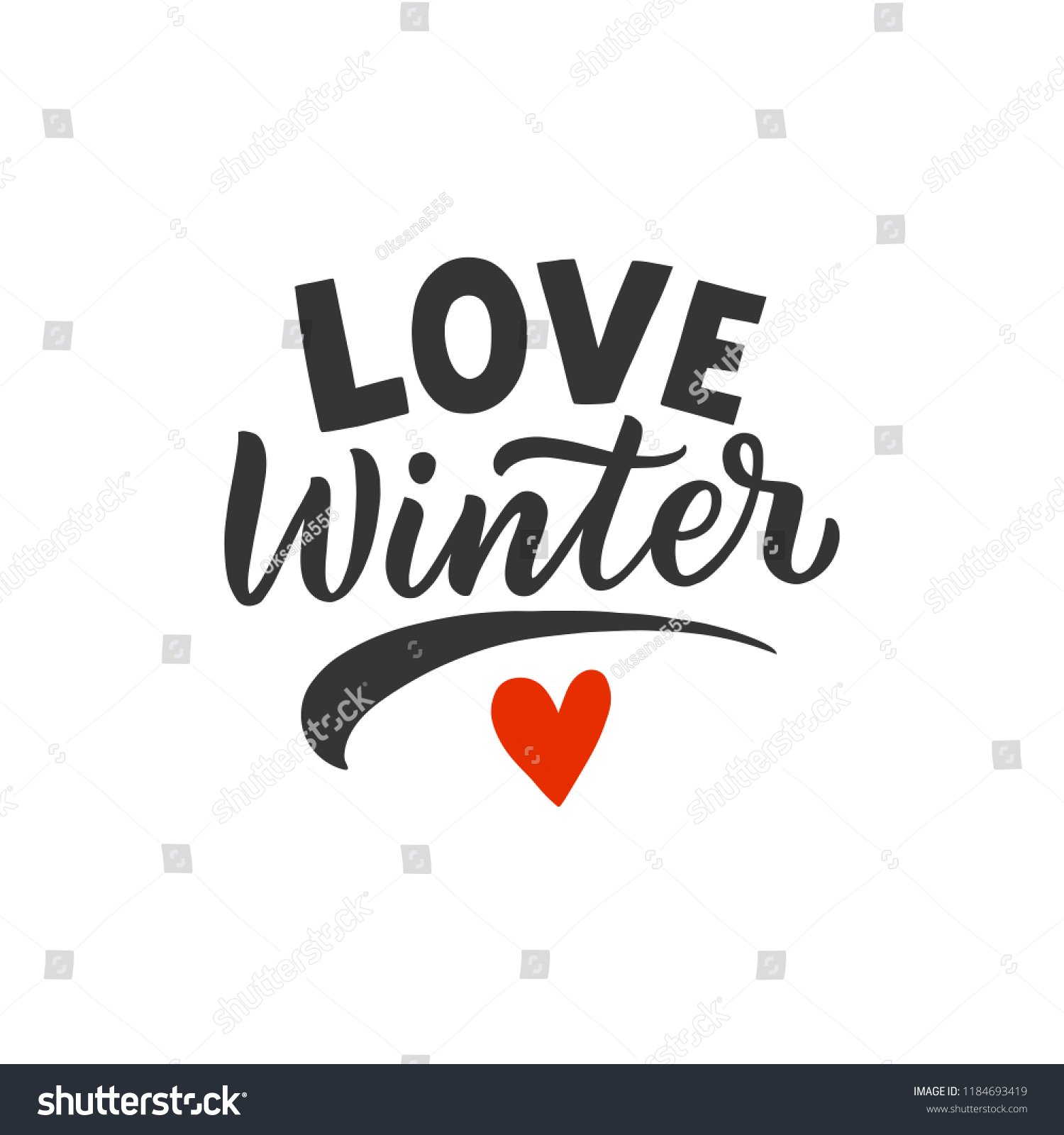 Hand Drawn Winter Lettering Phrase Love Stock Vector (Royalty Free