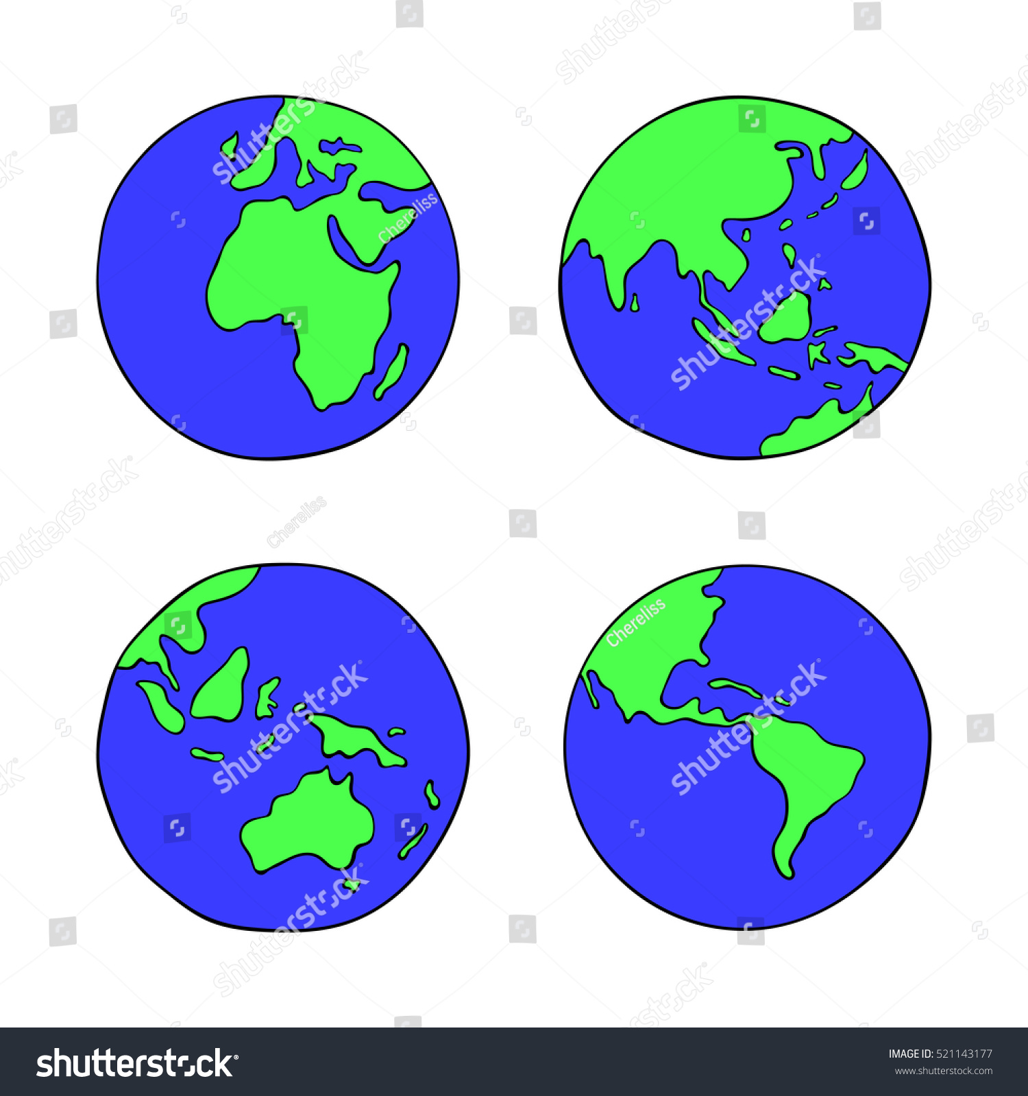 Hand Drawn World Planet Earth Vector Stock Vector (Royalty Free) 521143177