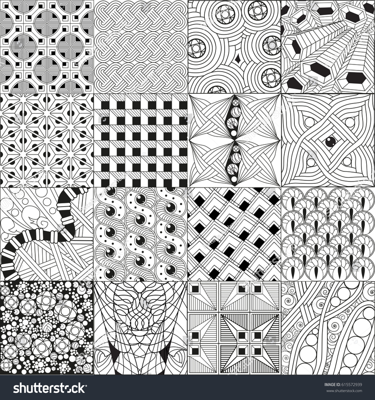 Hand Drawn Zentangle Background Coloring Page Stock Vector (Royalty ...