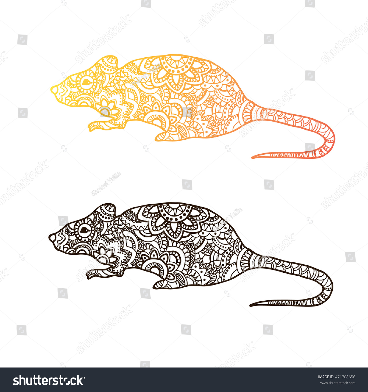 Download Hand Drawn Zentangle Rat Coloring Book Stock Vector Royalty Free 471708656